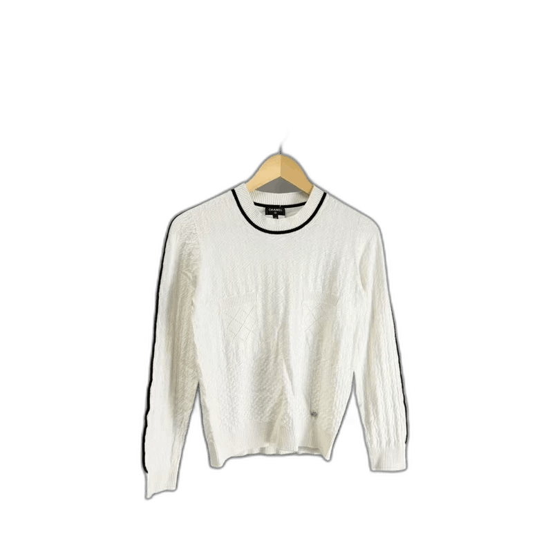 Chanel Chanel White Black Striped Cashmere Knitwear Size US M / EU 48-50 / 2 - 1 Thumbnail