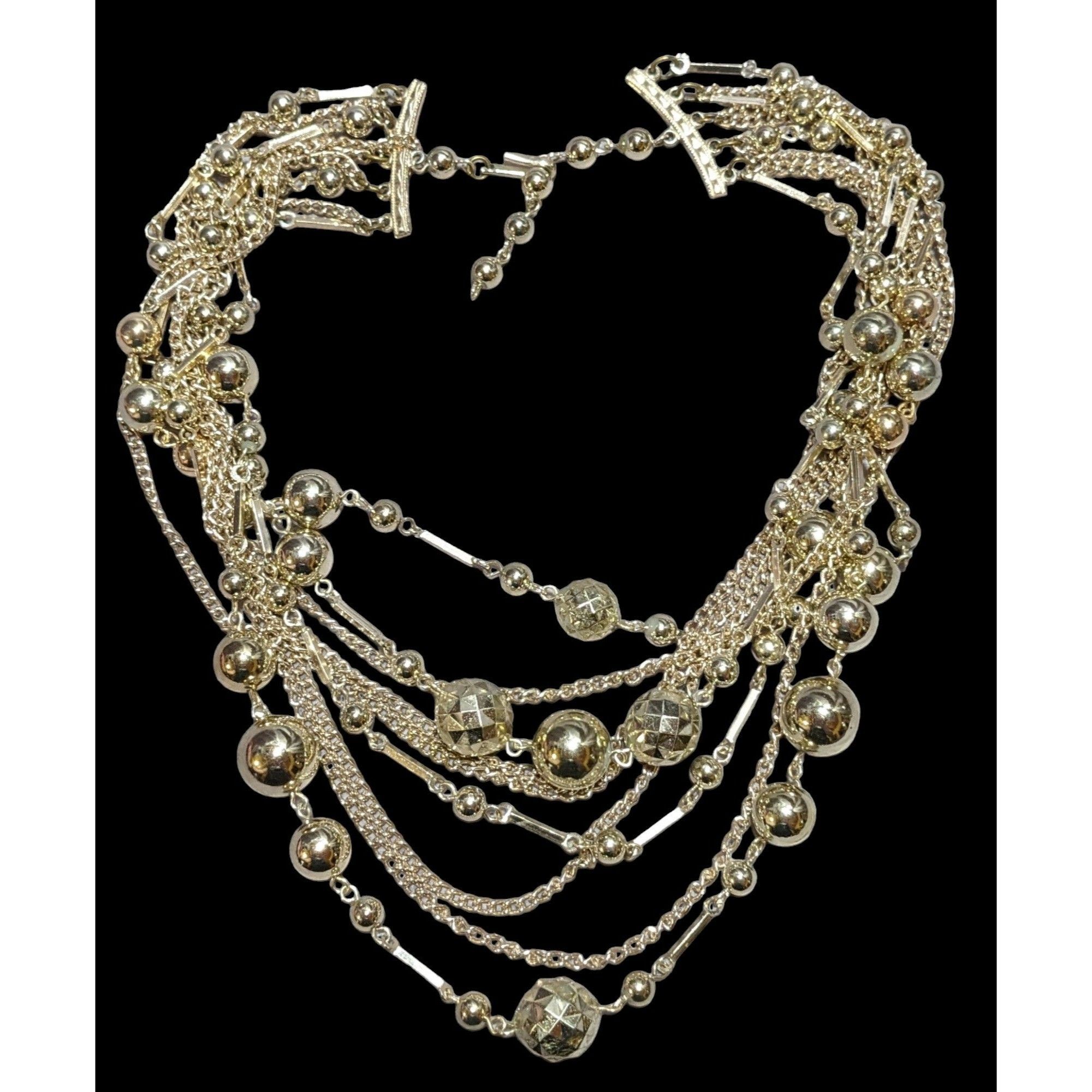 Other Vintage Multilayer Glam Gold Beaded Chain Necklace Size ONE SIZE - 1 Thumbnail