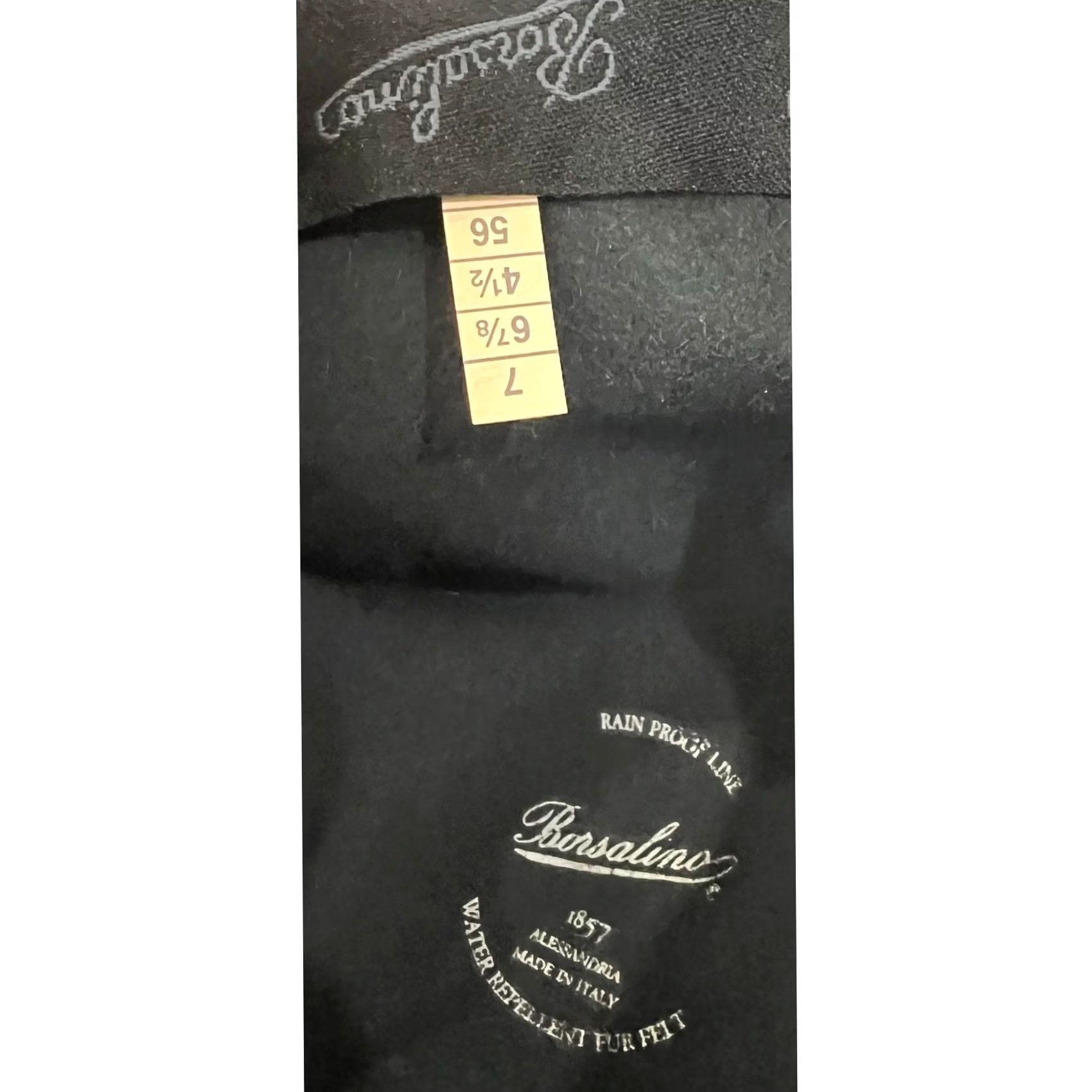 Borsalino BORSALINO Black Fur Felt Fedora Hat SZ 7 56 Made Italy Water Repellent Fedora Mens Size ONE SIZE - 7 Thumbnail