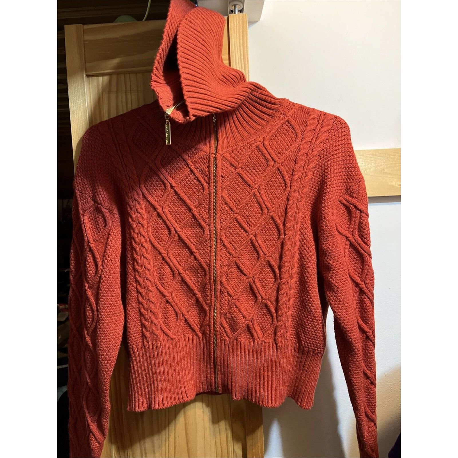 Andrew Marc Andrew Marc New York Women’s S Zip Cowl Neck Sweater Orange Size S / US 4 / IT 40 - 7 Thumbnail