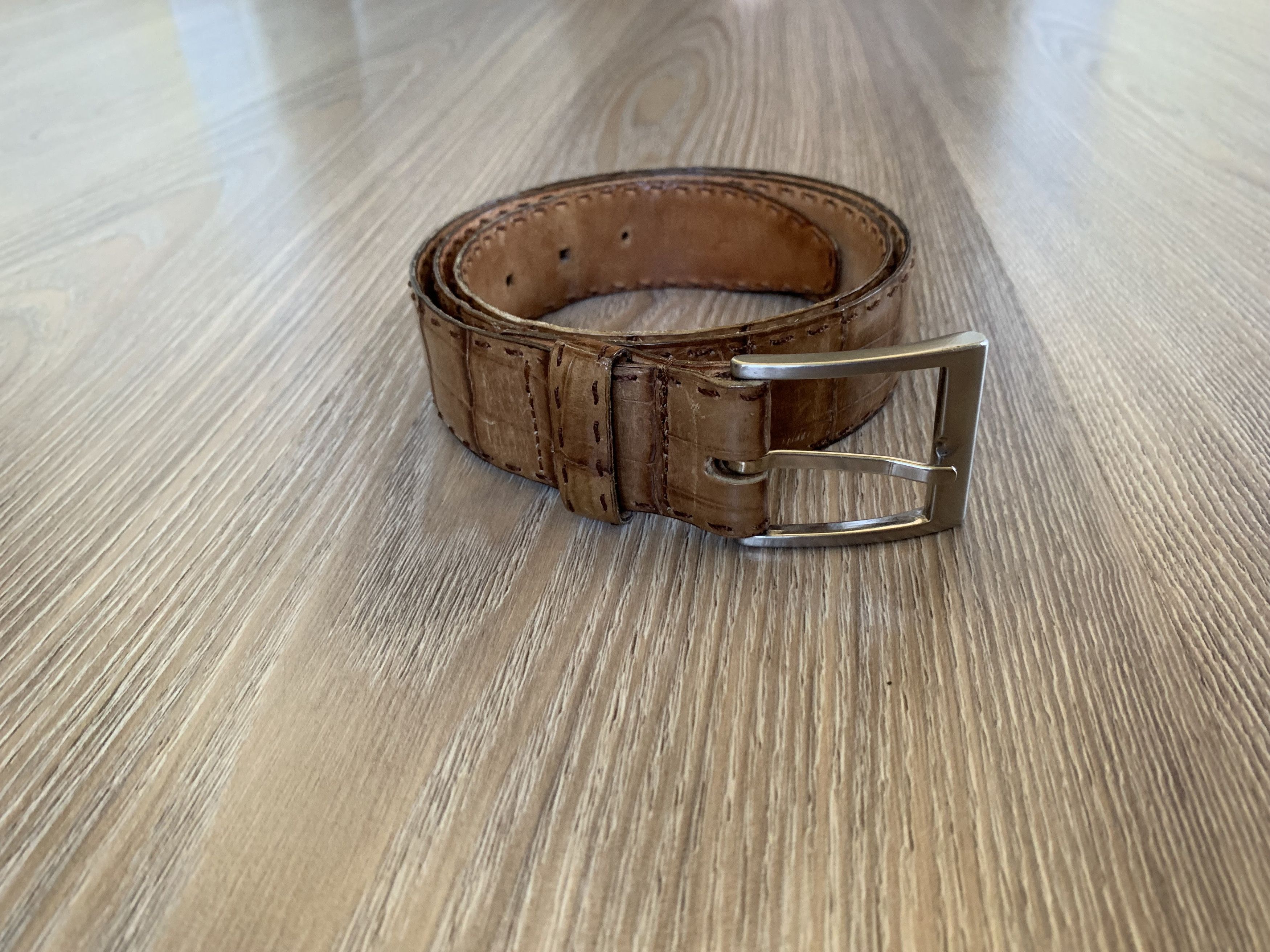 Ermenegildo Zegna Vintage Ermenegildo Zegna Real Crocodile Leather Belt Size 32 - 1 Thumbnail