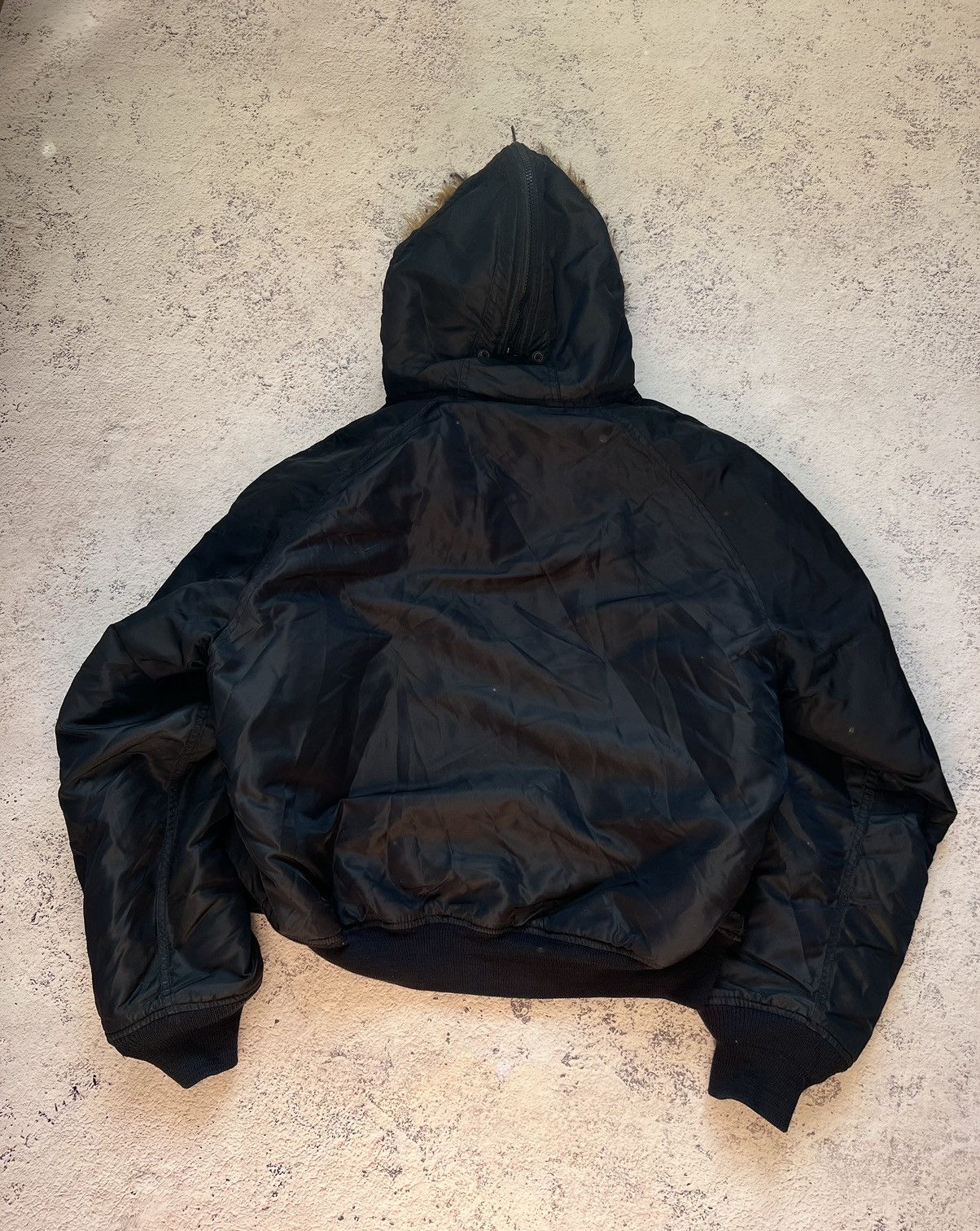 If Six Was Nine × Le Grande Bleu (L.G.B.) Y2K VINTAGE MOHAIR FUZZY FLUFFY FUR HOOD FAUX BOMBER JACKET Size US M / EU 48-50 / 2 - 11 Thumbnail
