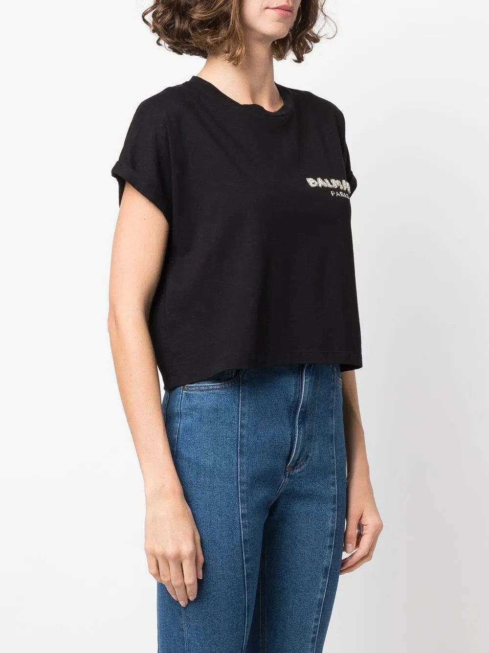 New Balance o1s1wg110725 Sequin Logo Round Neck T-Shirt in Black Size M / US 6-8 / IT 42-44 - 5 Thumbnail