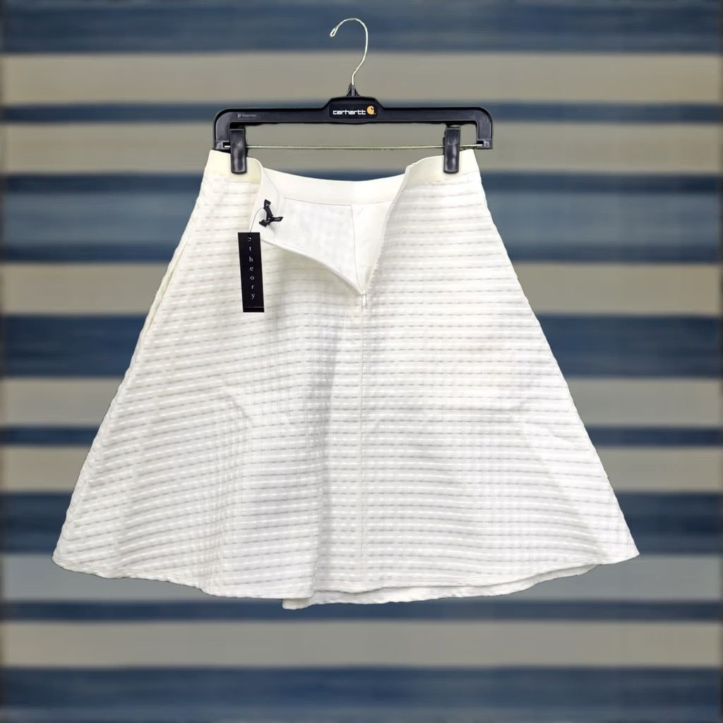 Theory Theory Skirt Womens S White Knit Ponte Flare Knee Length Pockets Lined Zipper NWT Size 28" / US 6 / IT 42 - 1 Thumbnail