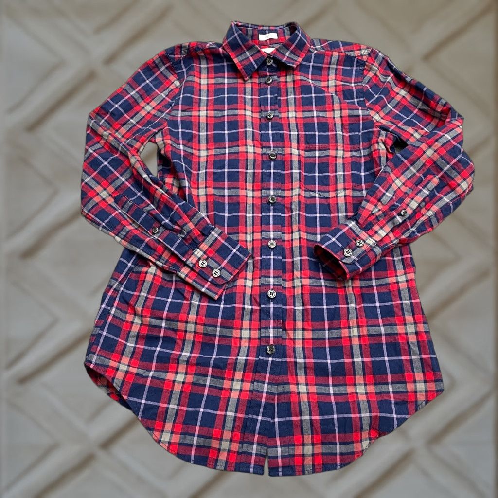 VINTAGE Crew Boy Fit Button Down Shirt Womens XXS Petite Plaid