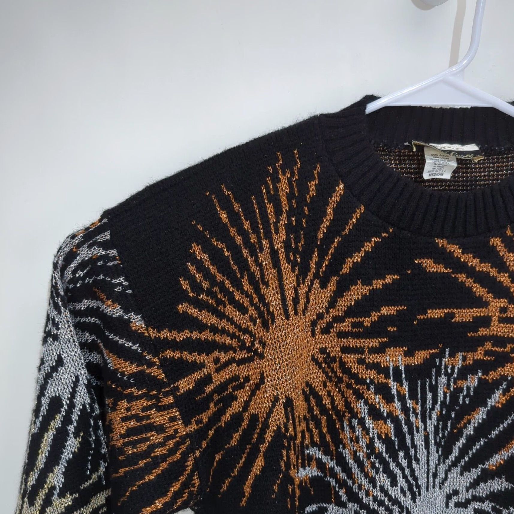 Vintage VINTAGE Dana Scott Gold Glitter Firework Mock Neck Sweater Medium Abstract Size M / US 6-8 / IT 42-44 - 5 Thumbnail