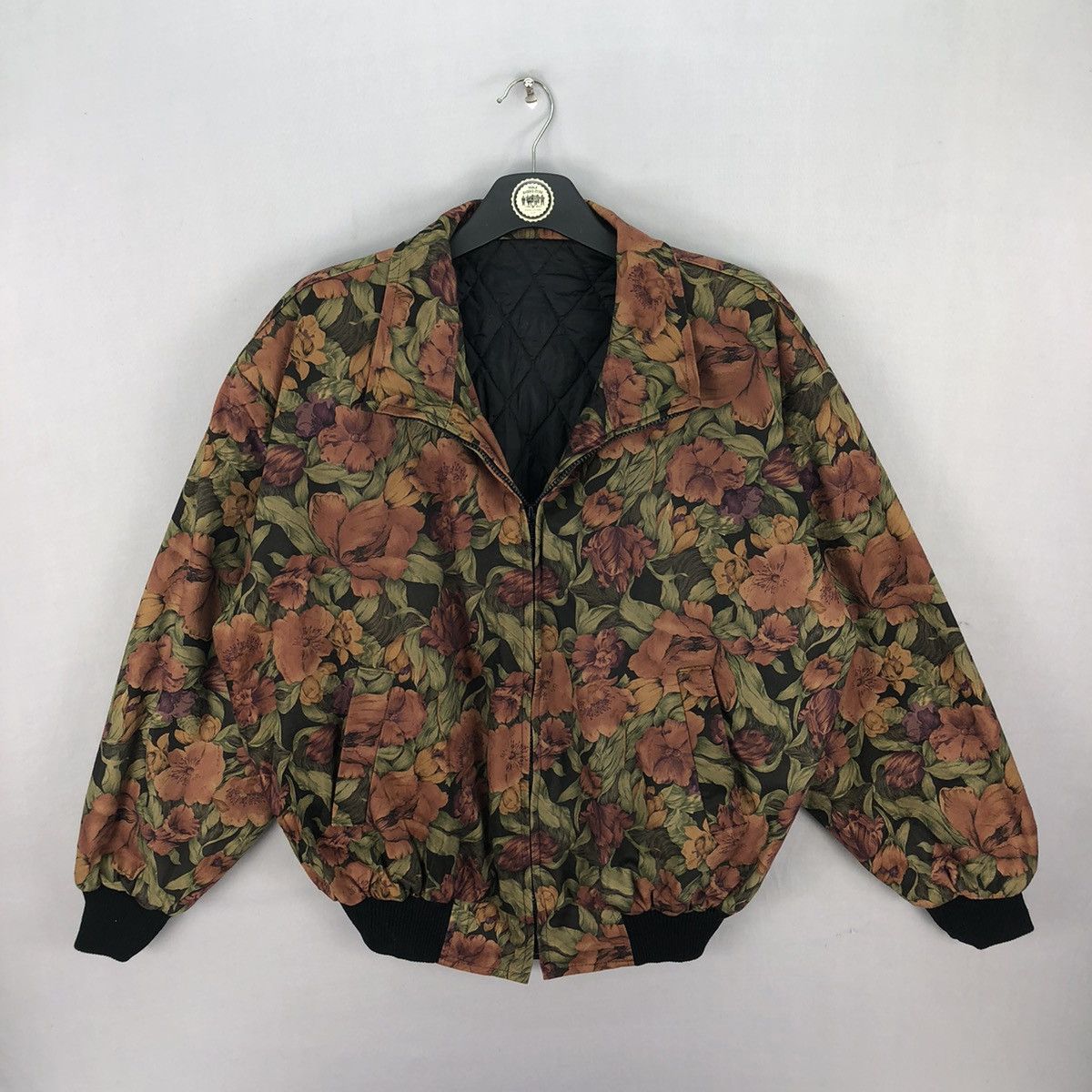 Vintage Vintage 80's Fullprint Flora Quilted Lining Bomber Jacket Size M / US 6-8 / IT 42-44 - 1 Thumbnail