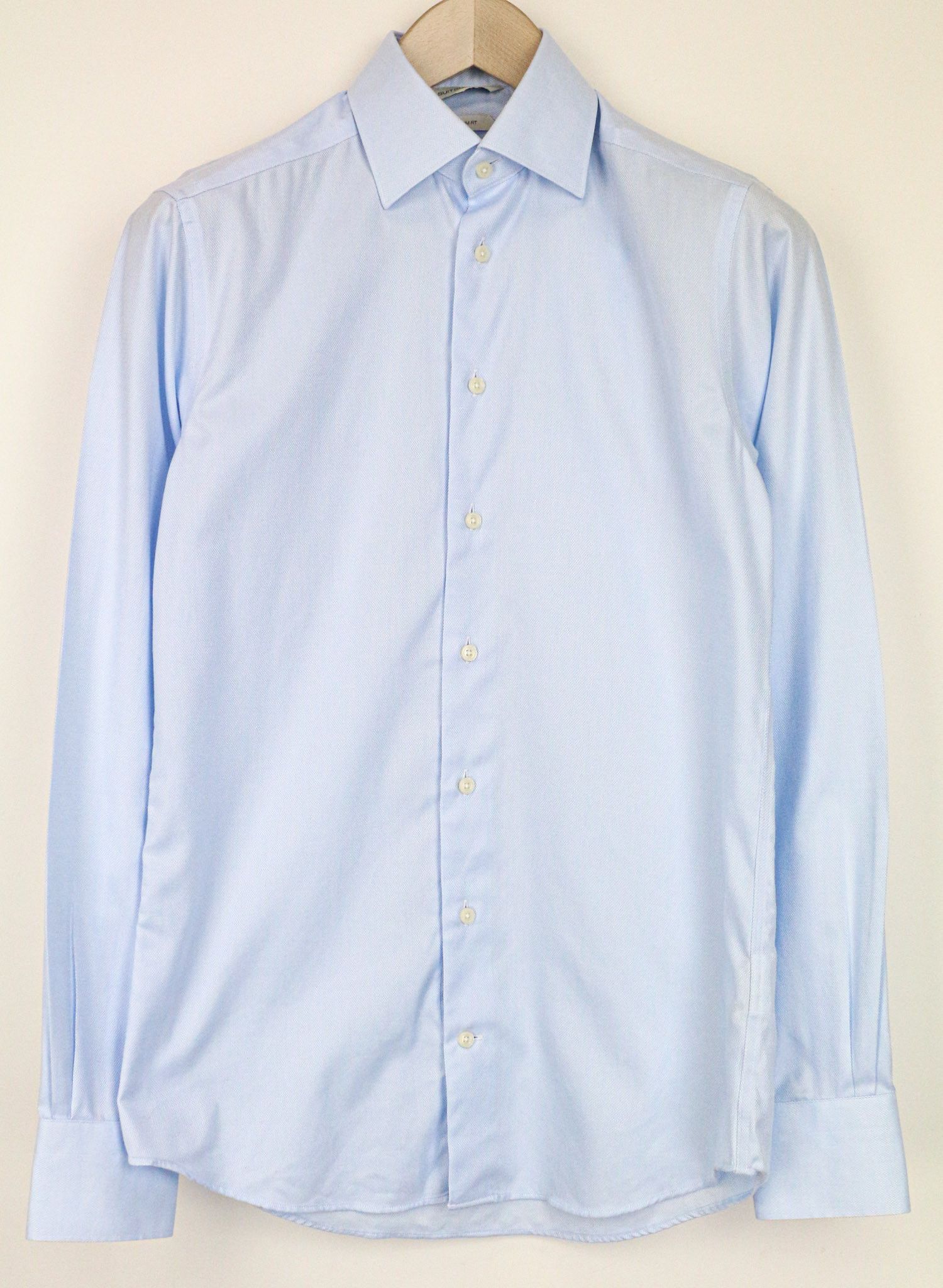 Suitsupply 36/14 Slim Blue Cotton Button-Up Shirt 76118 Size 36R - 1 Thumbnail
