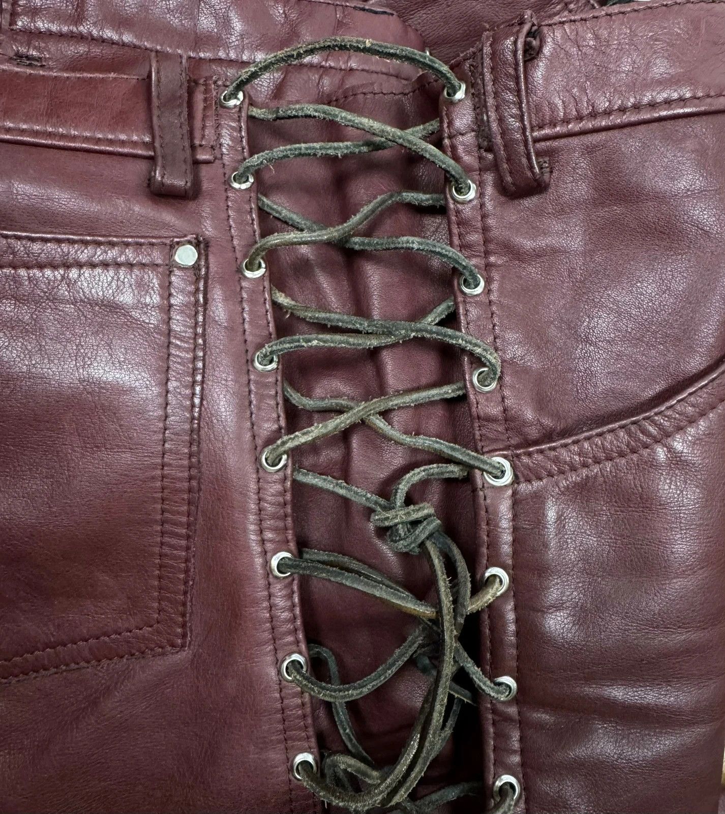 Other Vintage Genuine Leather Pants Lace Up Size 28" / US 6 / IT 42 - 11 Thumbnail