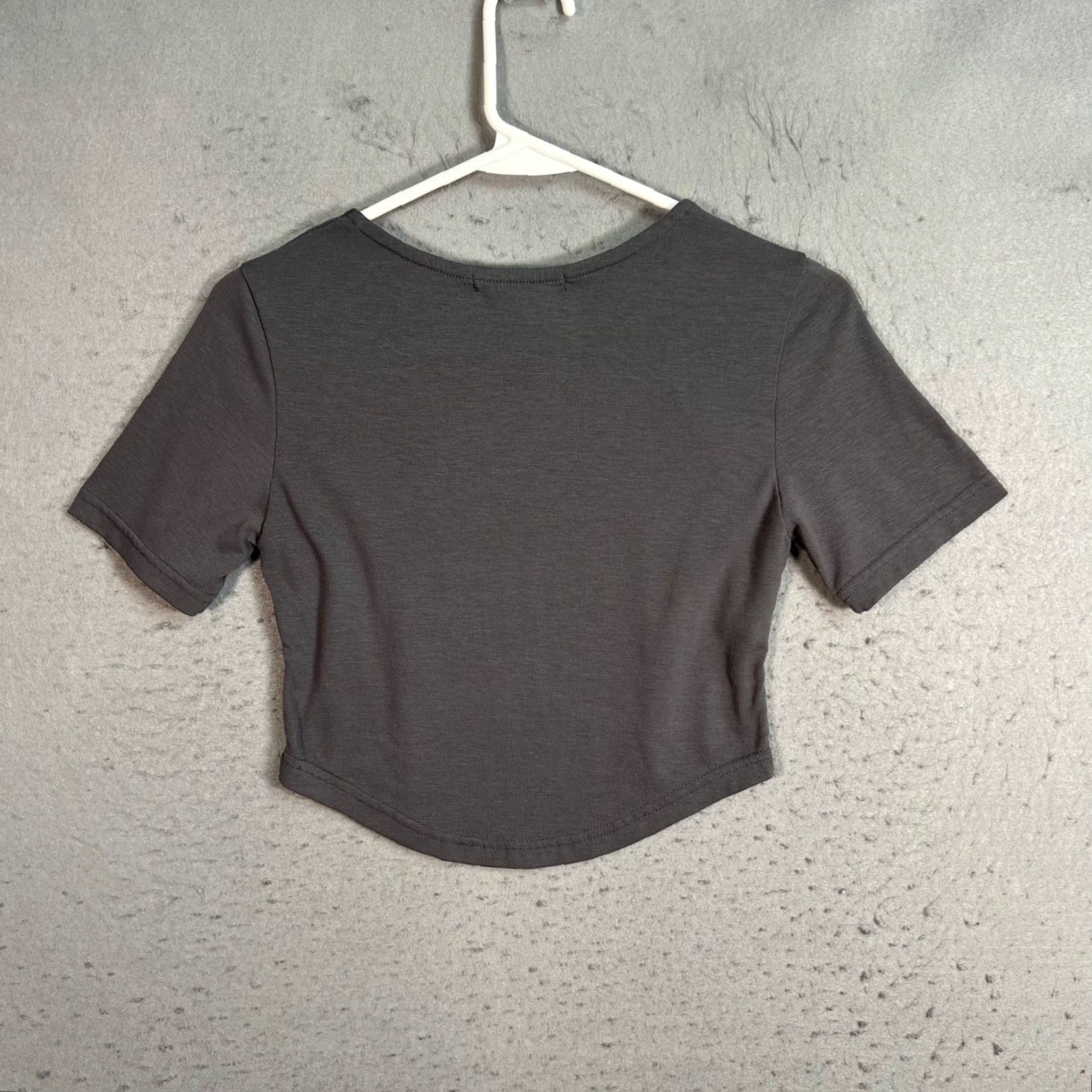 Oak + Fort Oak + Fort Womens Top Cropped Short Sleeve Gray S Square Neck Puff Sleeve Straps Knit Casual Summer Spring Fall Clothing Size S / US 4 / IT 40 - 2 Thumbnail