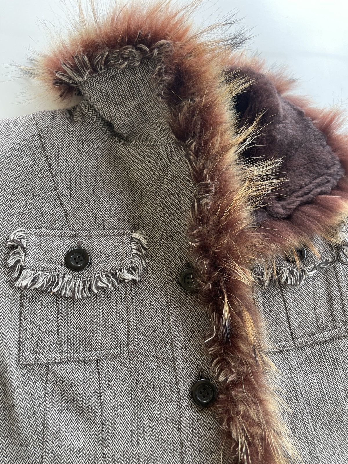 Japanese Brand Vintage St.Almeida Real Rabbit Fur Raccoon Luxury Coat Size M / US 6-8 / IT 42-44 - 14 Thumbnail