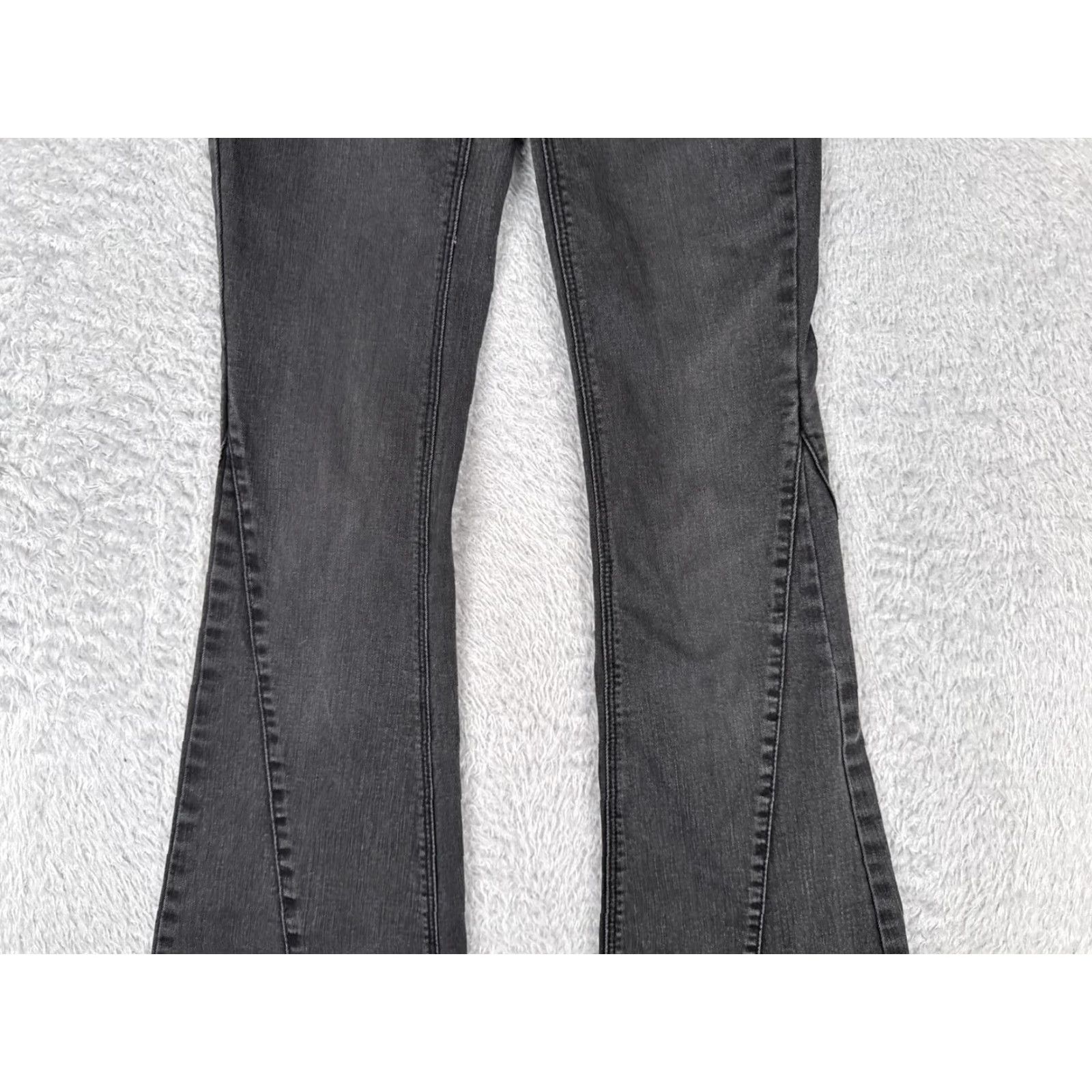 Vintage Ban Jara Jeans Womens 0 Black Denim Wide Flare Cotton Blend Mid Rise 24x30 Size 25" / US 0 / IT 36 - 3 Thumbnail