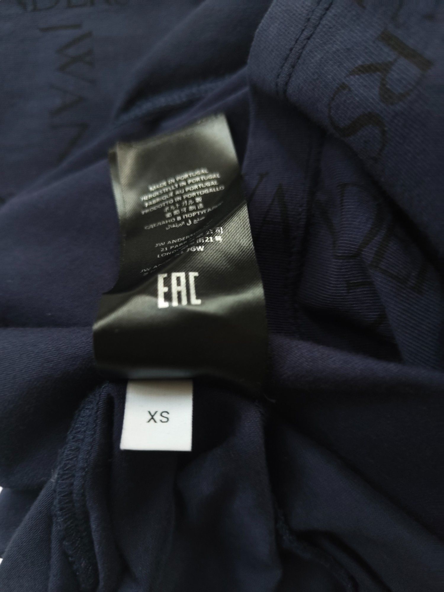 JW Anderson Navy Blue Crew Neck Cotton Top With Overall Logo Pattern Size XS / US 0-2 / IT 36-38 - 5 Thumbnail