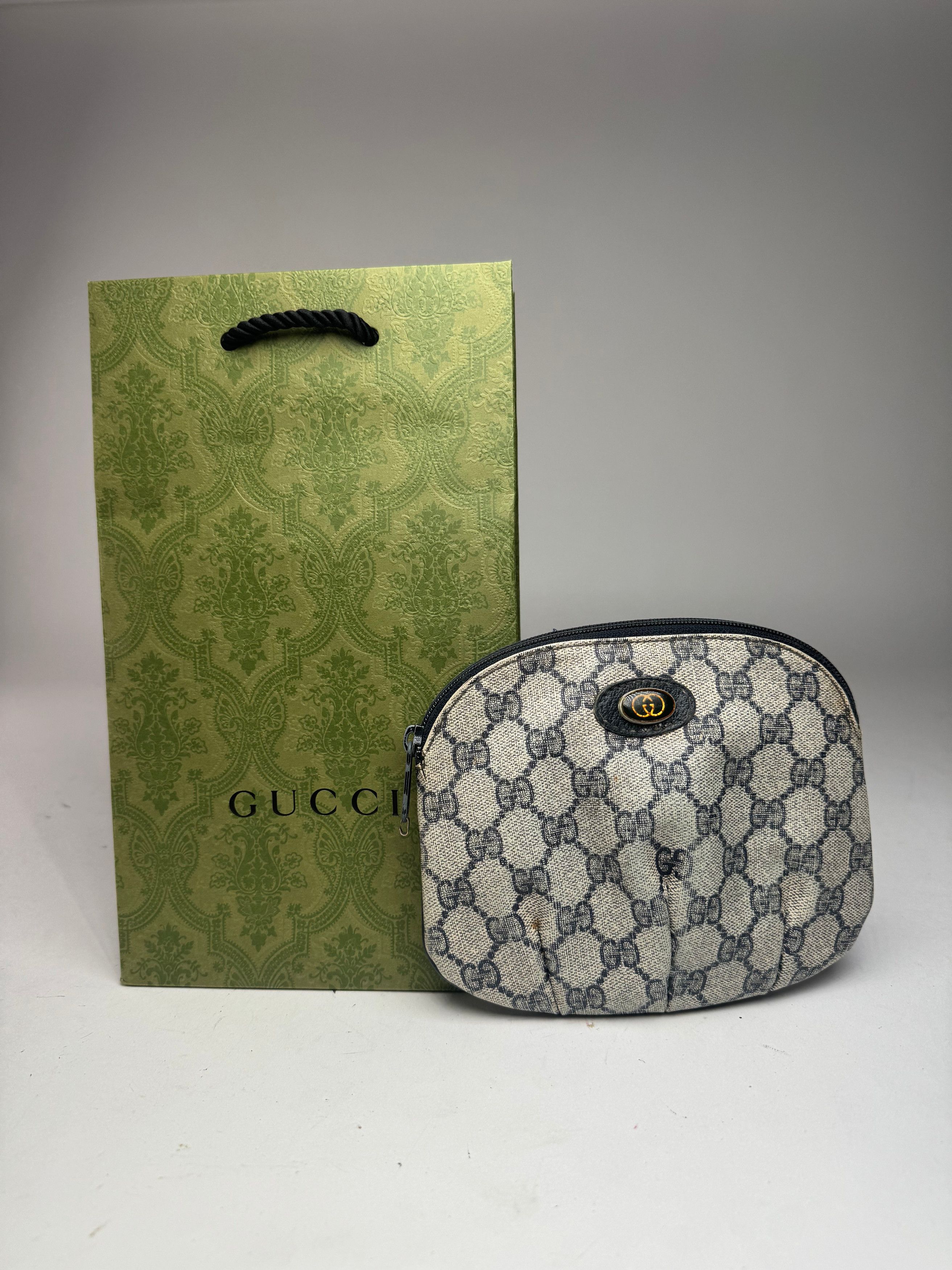 Gucci Vintage Navy Grey Ophidia Leather clutch Size ONE SIZE - 1 Thumbnail