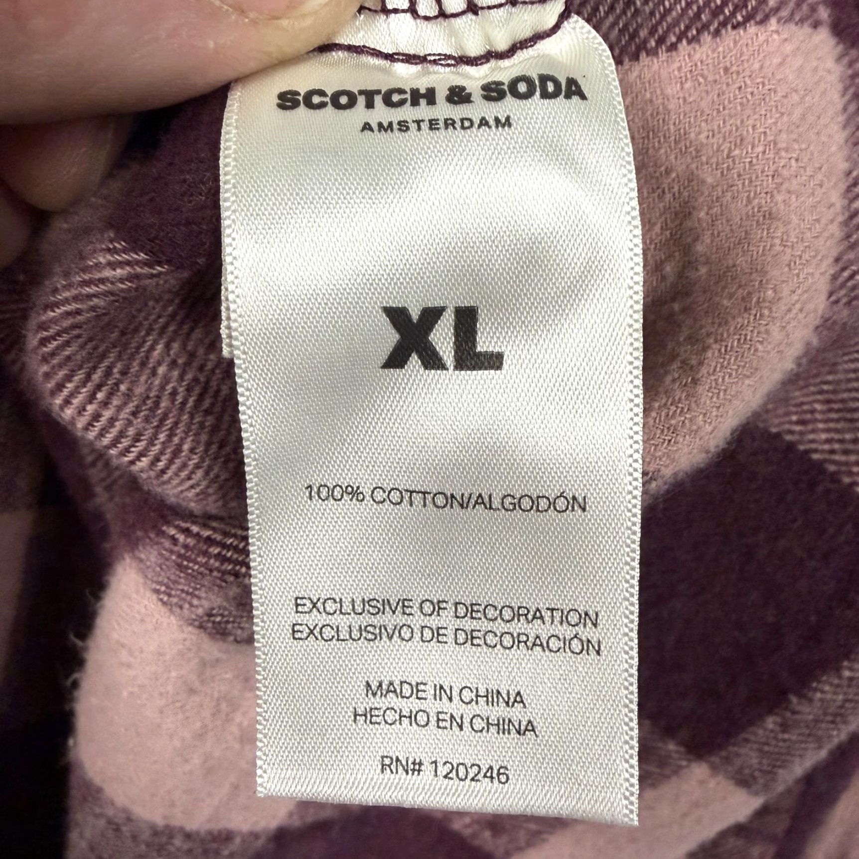 Scotch & Soda Scotch & Soda Button Up Shirt Womens XL Pink Purple Flannel Plaid Cabincore Size XL / US 12-14 / IT 48-50 - 7 Thumbnail