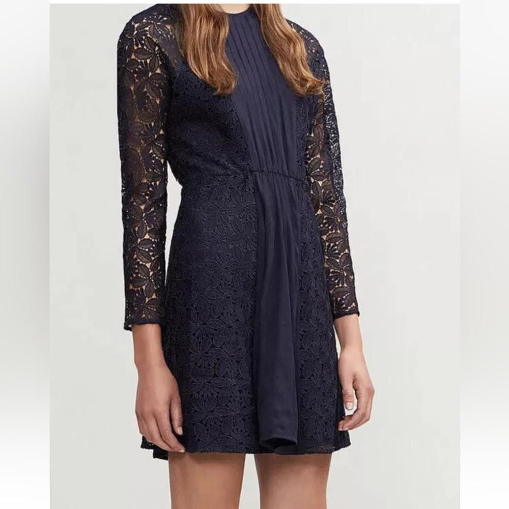 Other Maje Repine Marine Navy Blue Lace Crepe Dress size XL NEW Size XL / US 12-14 / IT 48-50 - 2 Thumbnail