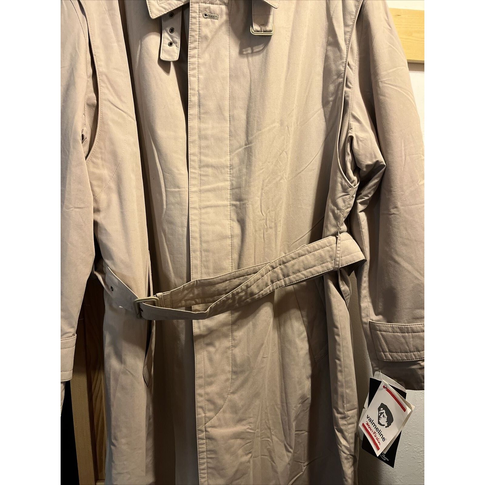 Other Valmeline Men 48 Beige Cotton Polyester Rayon Trenchcoat NWT Size US XL / EU 56 / 4 - 7 Thumbnail