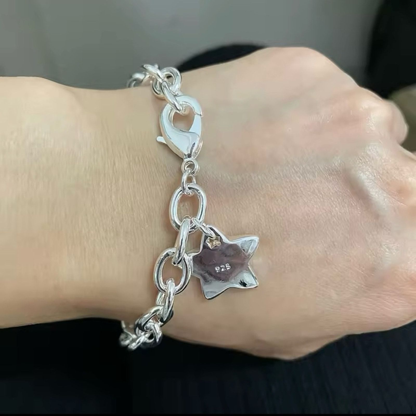 Other Sterling Silver Plated Star Link Chain Bracelet for Women 8” Size ONE SIZE - 2 Thumbnail