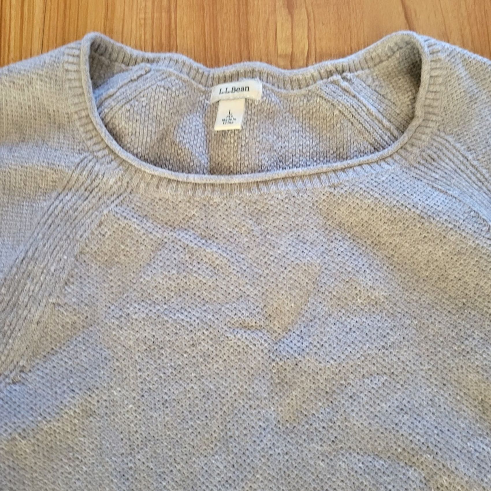 Vintage LL Bean Sweater Top Womens Large Gray Knit Round Neck Pullover Classic Casual Fall Winter Business Workwear Mens? Size L / US 10 / IT 46 - 3 Thumbnail