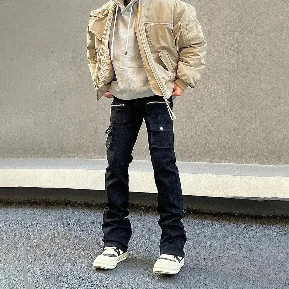 Japanese Brand Straight Boot Cut Flared Pocket Cargo Jeans Size US 30 / EU 46 - 3 Thumbnail