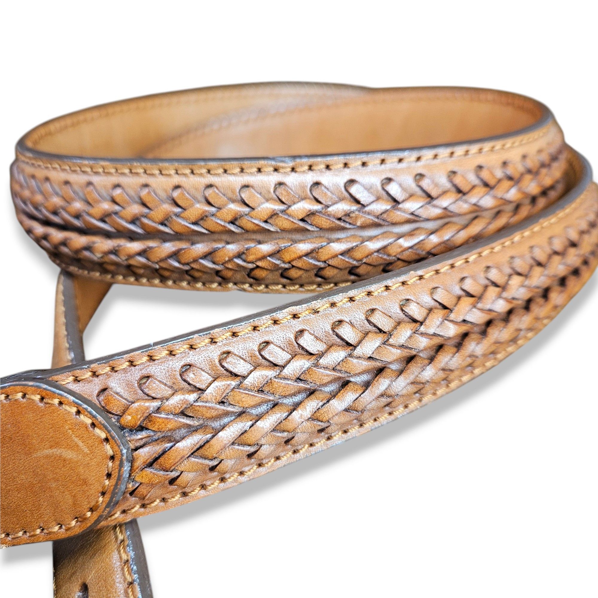 Lands' End Lands' End 37-41" NEW Belt Leather Brown Woven Double Braid Size 38 - 7 Thumbnail