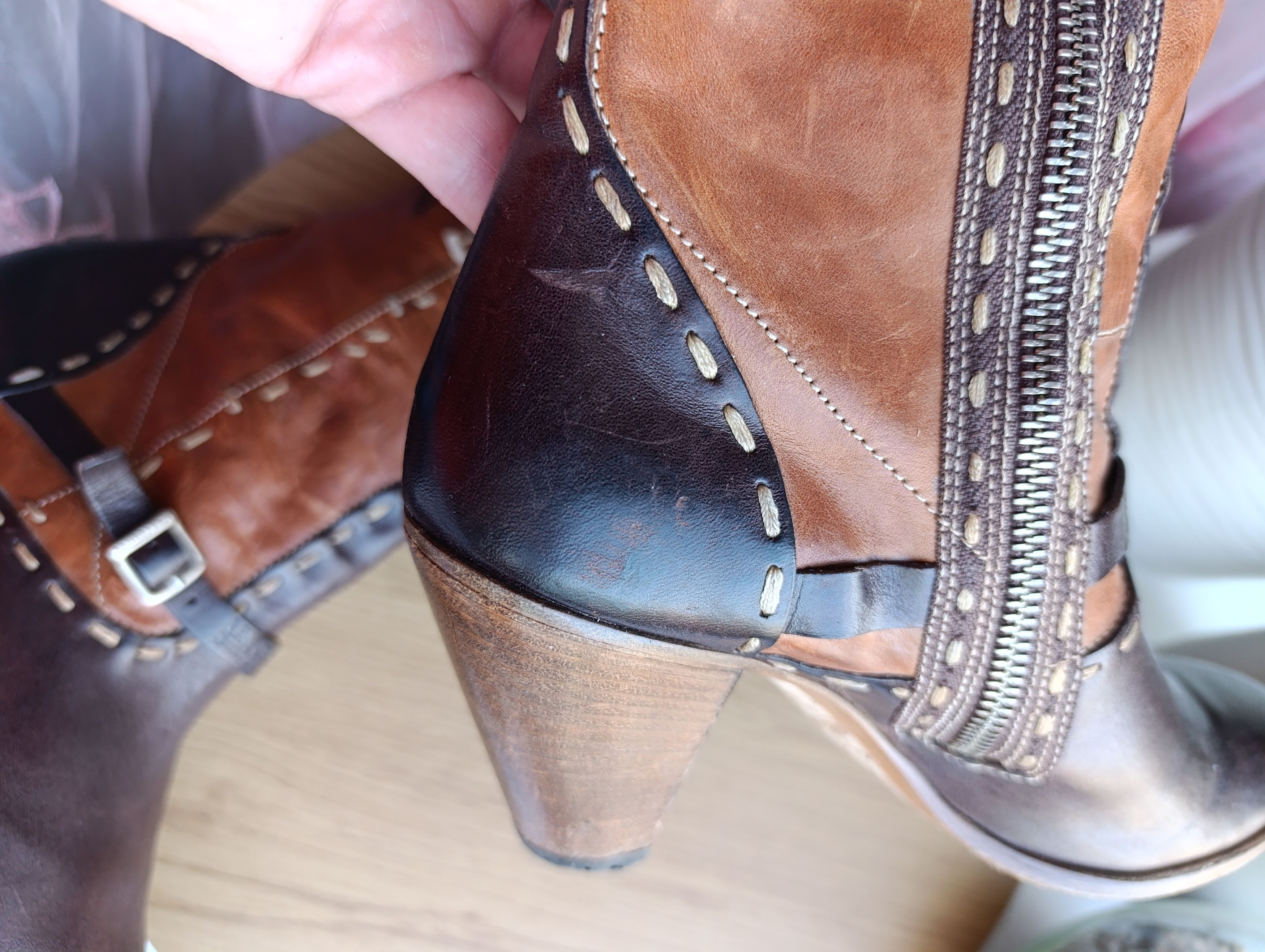 La Martina LA MARTINA BROWN LEATHER KNER HIGHT HEELED ZIP BOOTS Size US 8 / IT 38 - 7 Thumbnail