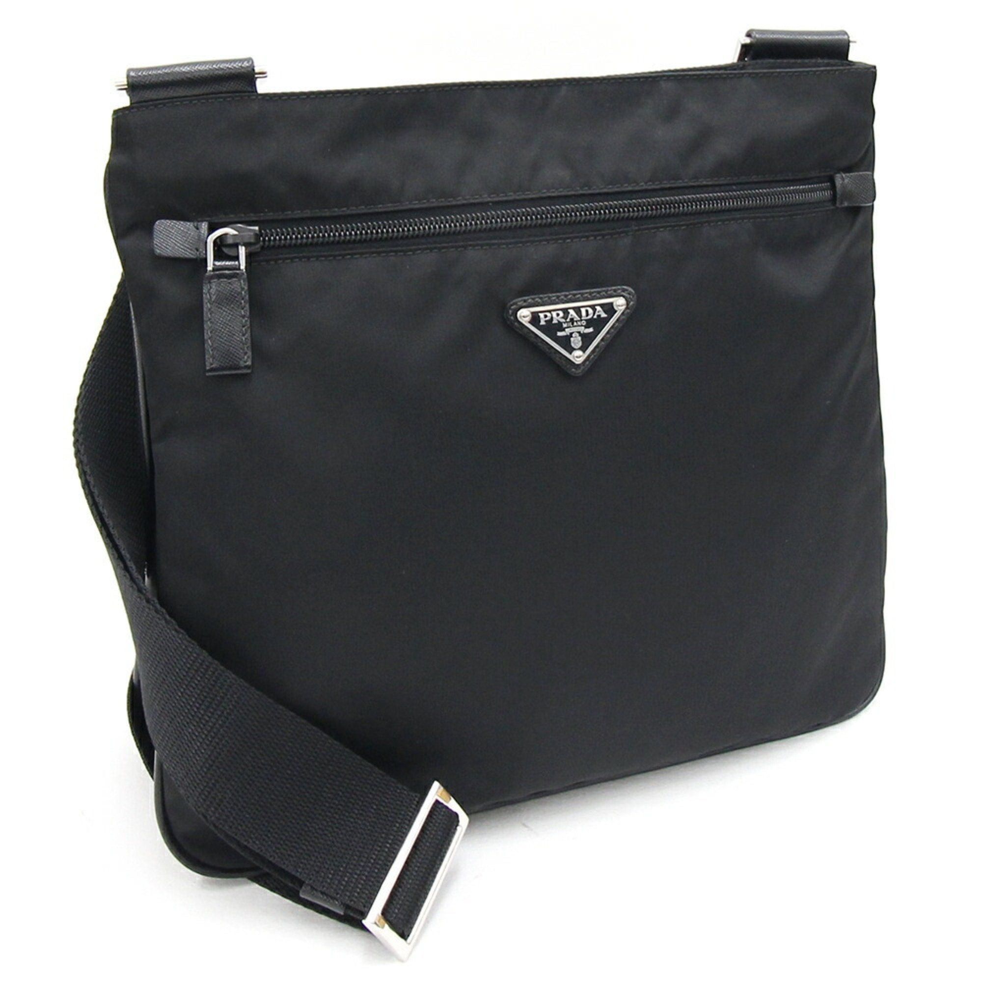 image of Prada Shoulder Bag Va0563 Black Nylon Leather Crossbody Ladies Men, Women's