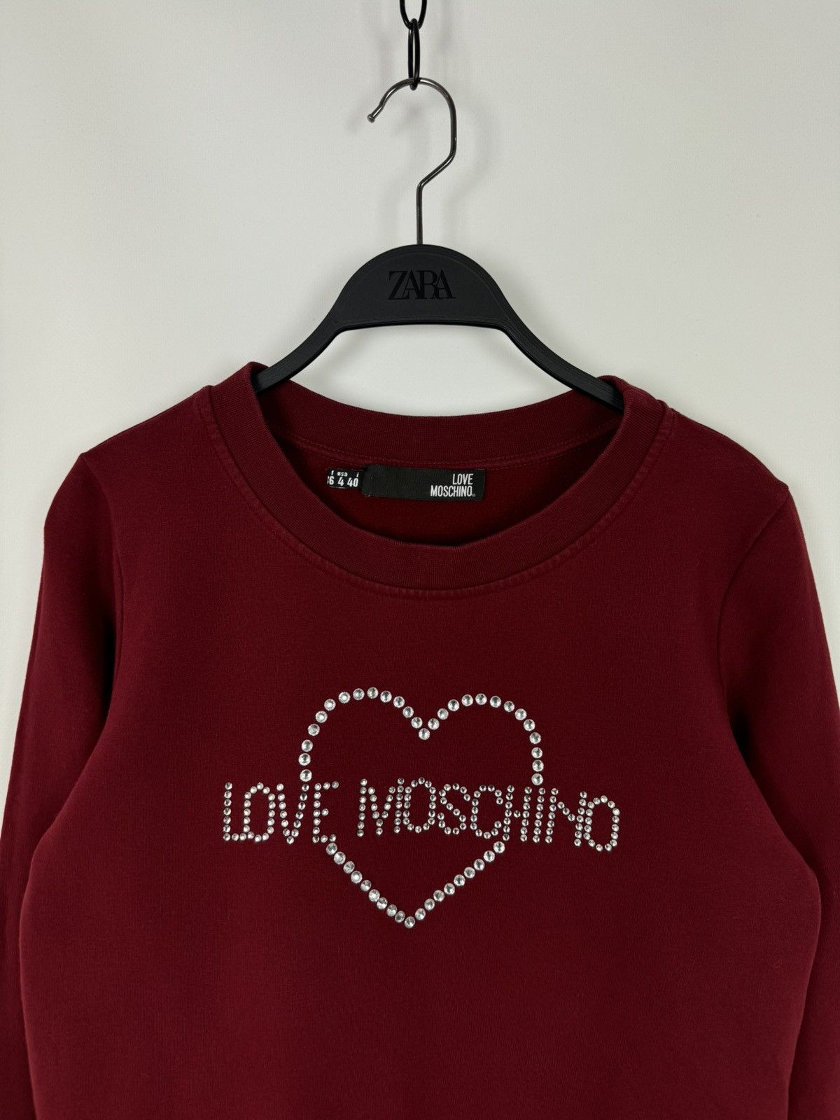 Love Moschino Love Moschino Heart Rhinestones Sweatshirt Size S / US 4 / IT 40 - 3 Thumbnail