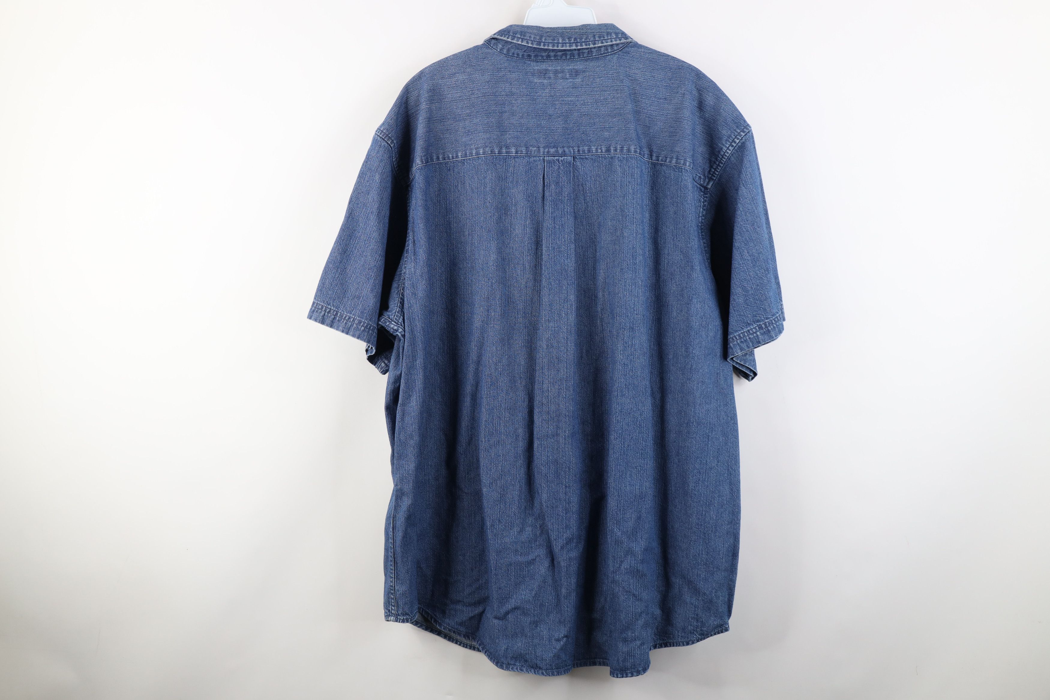 Vintage Vintage 90s Streetwear Short Sleeve Collared Denim Shirt Size US XL / EU 56 / 4 - 12 Thumbnail