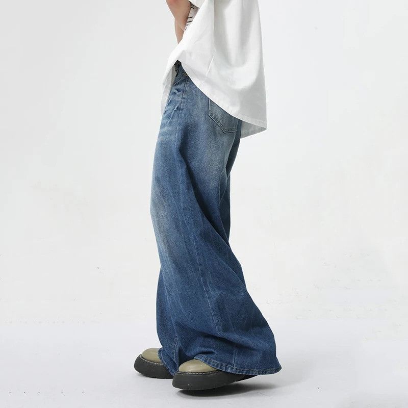 Jean American Style Pattern Washed Straight Loose Wide Leg jeans Size US 32 / EU 48 - 2 Thumbnail