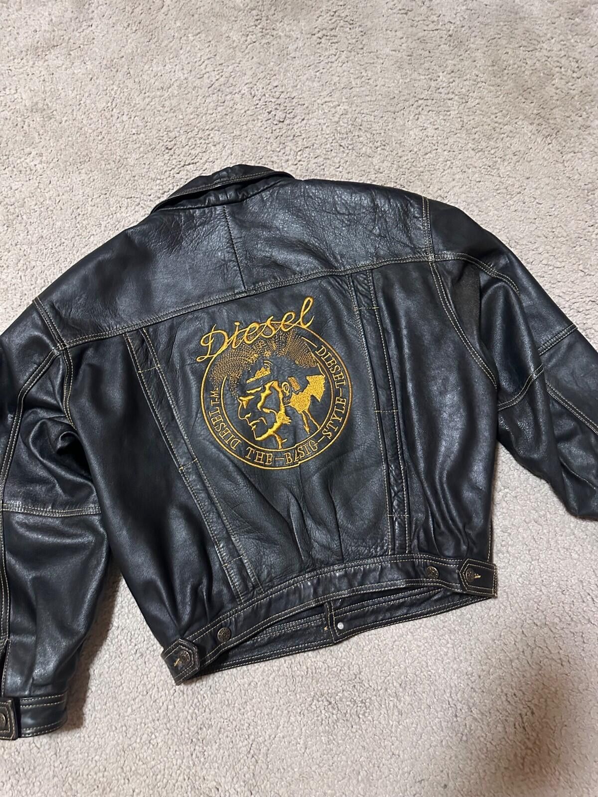 Diesel 90s Vintage Diesel Embroidery Leather Bomber Jacket Sz M Size US M / EU 48-50 / 2 - 10 Thumbnail