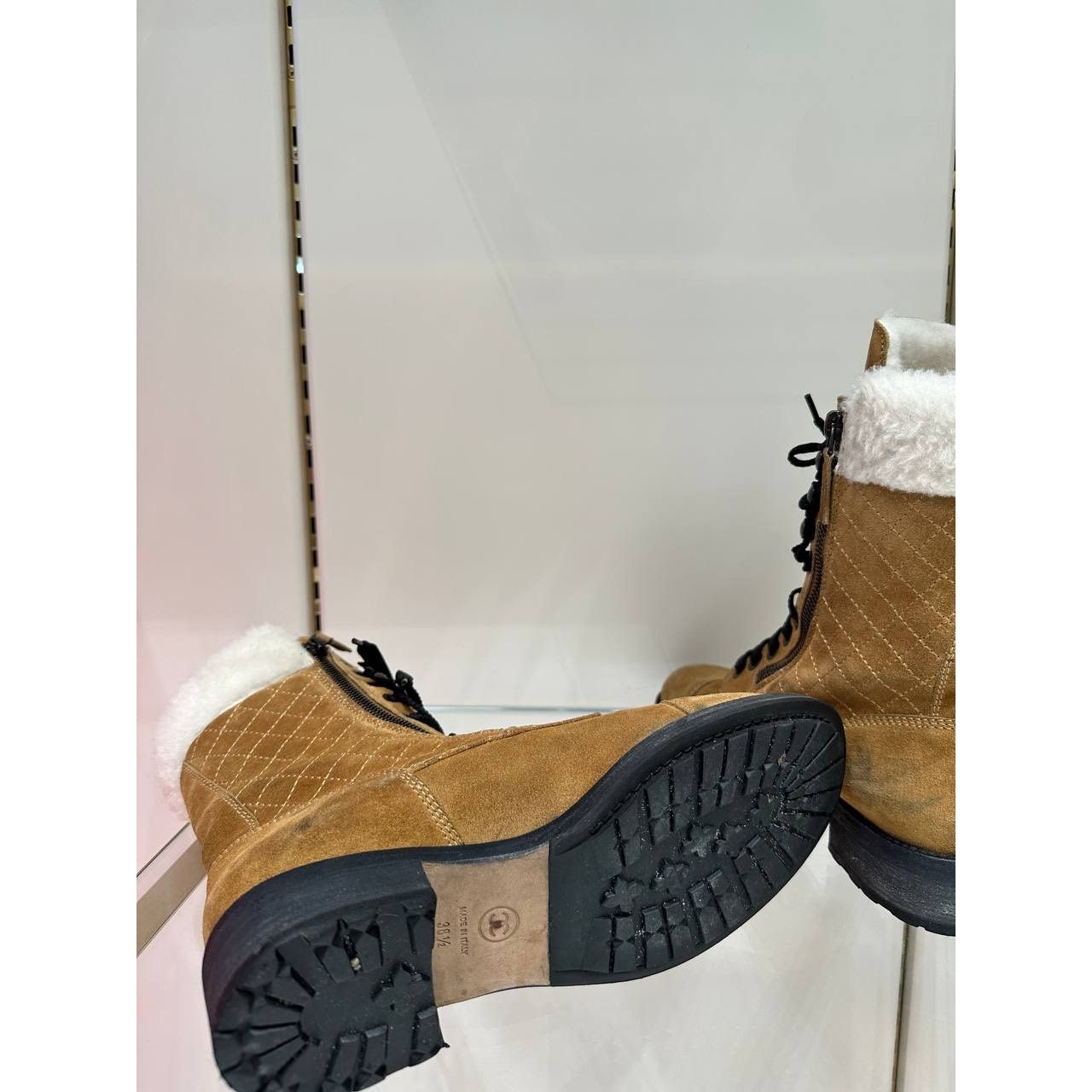 Chanel CHANEL 2012 Brown Suede Mid-Calf Combat Boots Size 38.5 Size US 7.5 / IT 37.5 - 4 Thumbnail