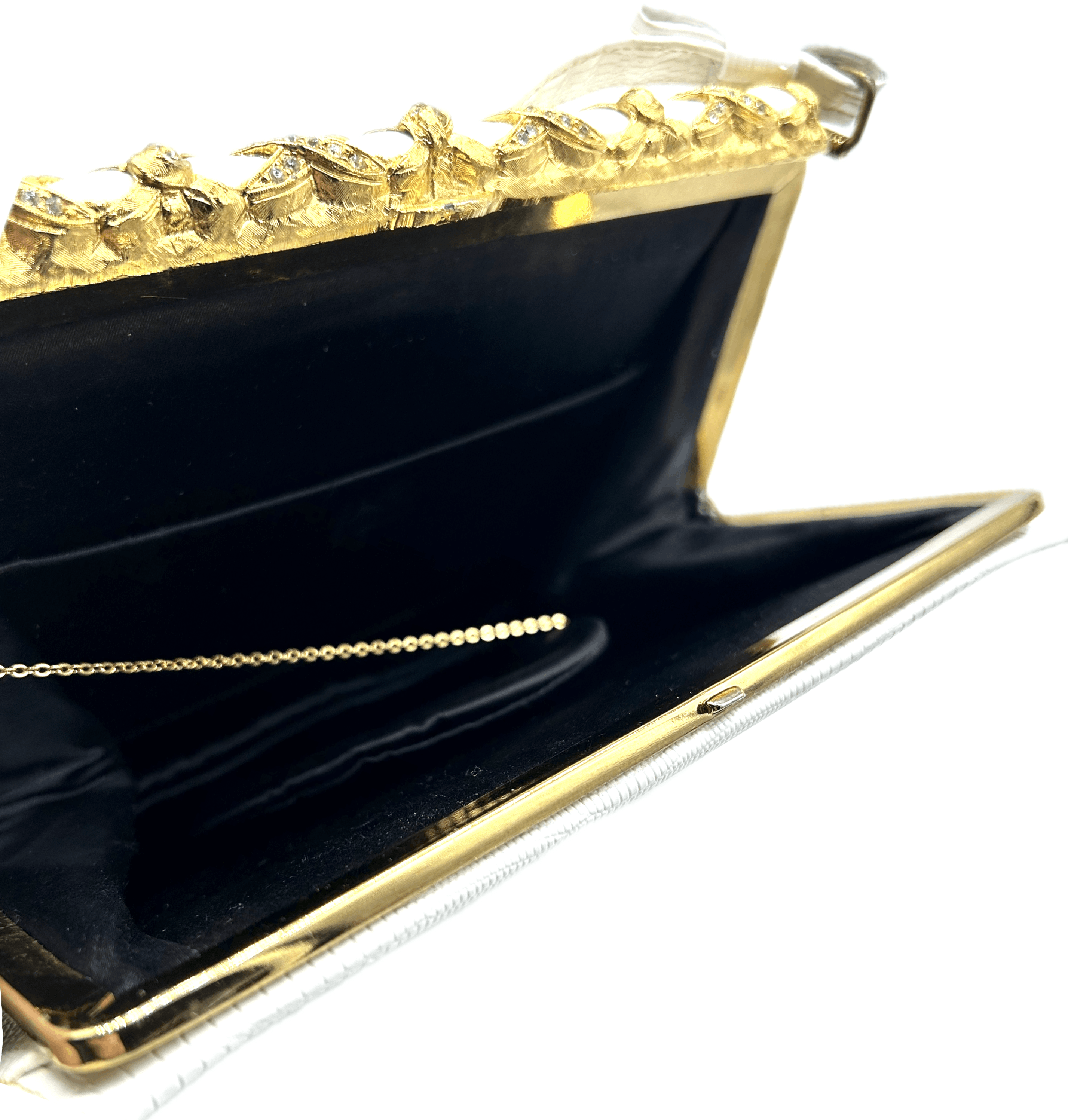 Vintage 1950's White & Gold Evening Handbag Size ONE SIZE - 6 Thumbnail