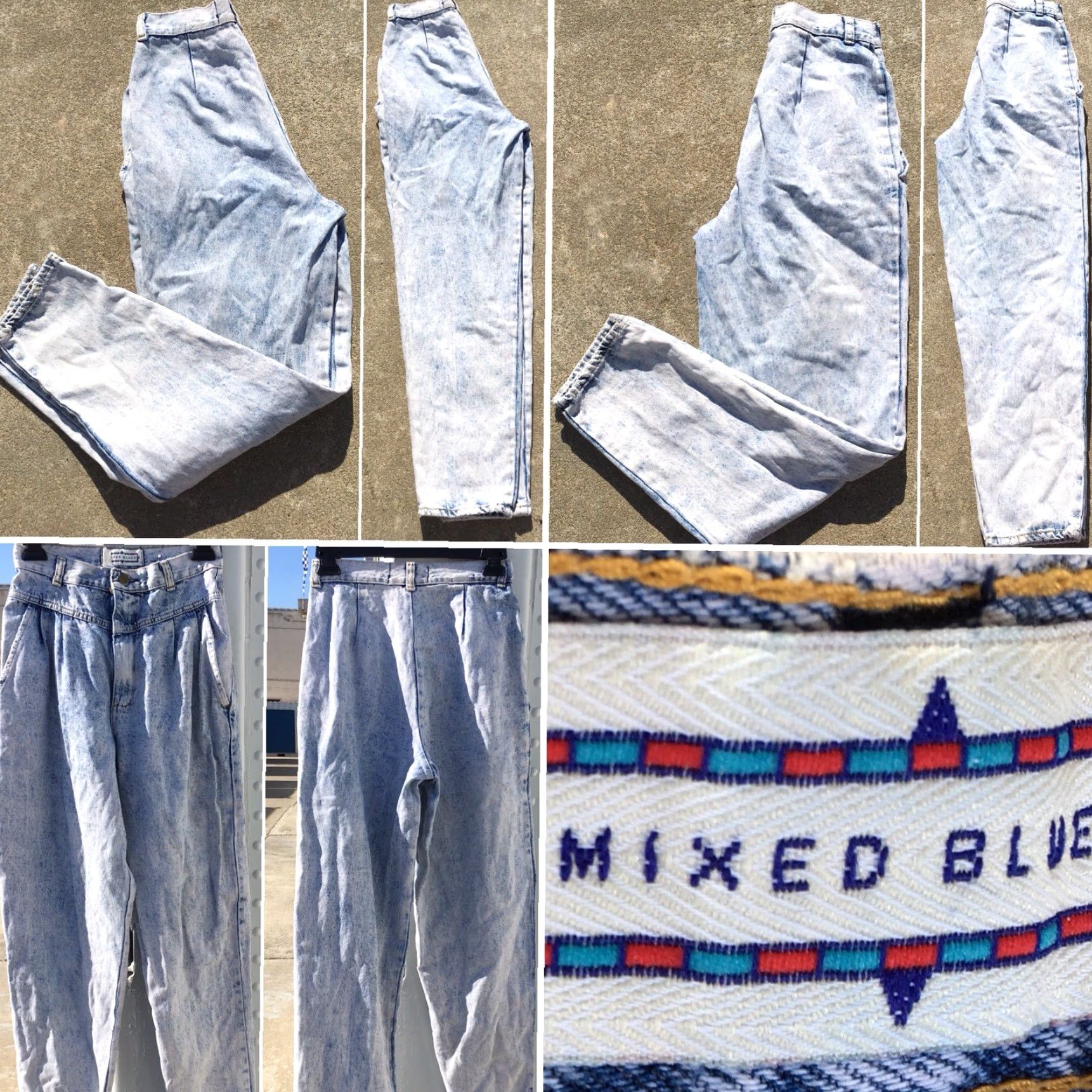 Vintage VINTAGE Mixed Blues Jeans High Waist Tapered Leg 26 in Waist 80s 90s Blue Denim New Wave Hip Hop Punk 1980s 1990s Mens Size 26" / US 2 / IT 38 - 2 Thumbnail