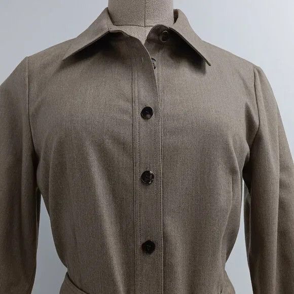 Lafayette 148 LAFAYETTE 148 Camel Merlange Flannel Shirt Dress - Size 4 Size S / US 4 / IT 40 - 6 Thumbnail