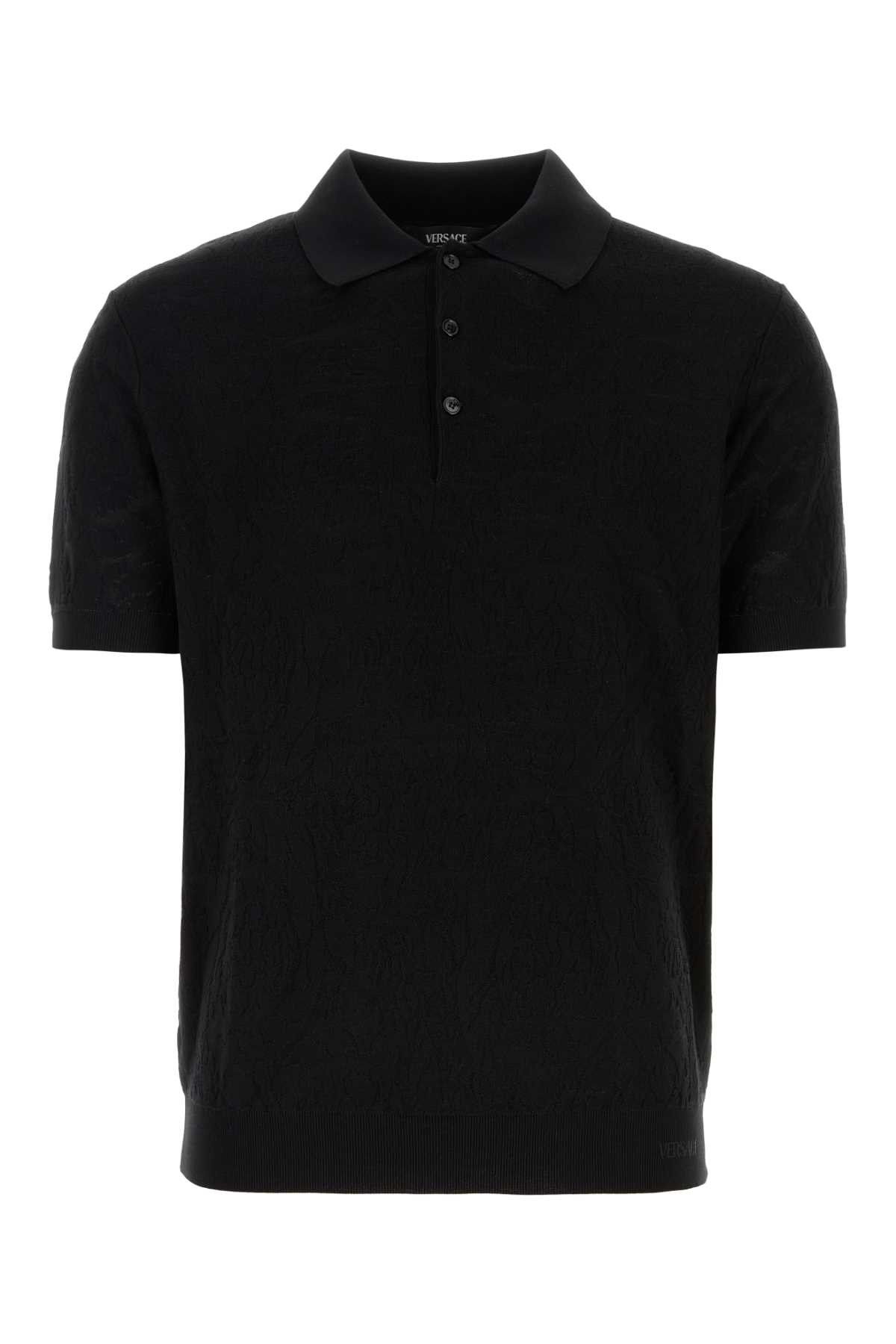 Versace Black Silk Blend Polo Shirt Size US S / EU 44-46 / 1 - 1 Thumbnail