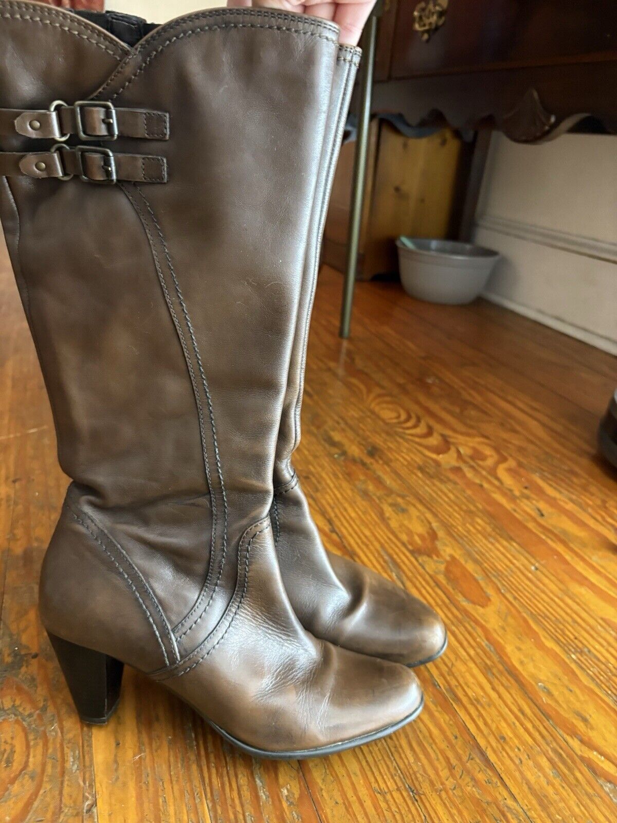 Clarks Clarks 8 1/2 M Leather Knee High Riding Boots 3" Buckles Size US 8.5 / IT 38.5 - 5 Thumbnail