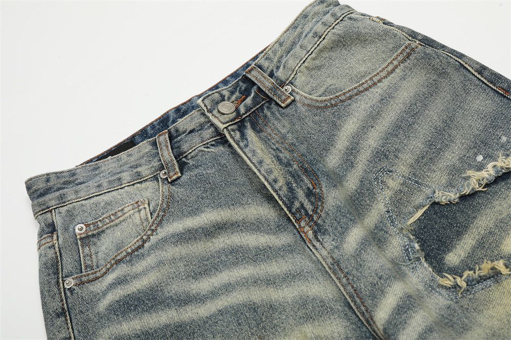 Vintage Men's distressed dirty ink-splashed punk ripped washed jeans Size US 32 / EU 48 - 3 Thumbnail