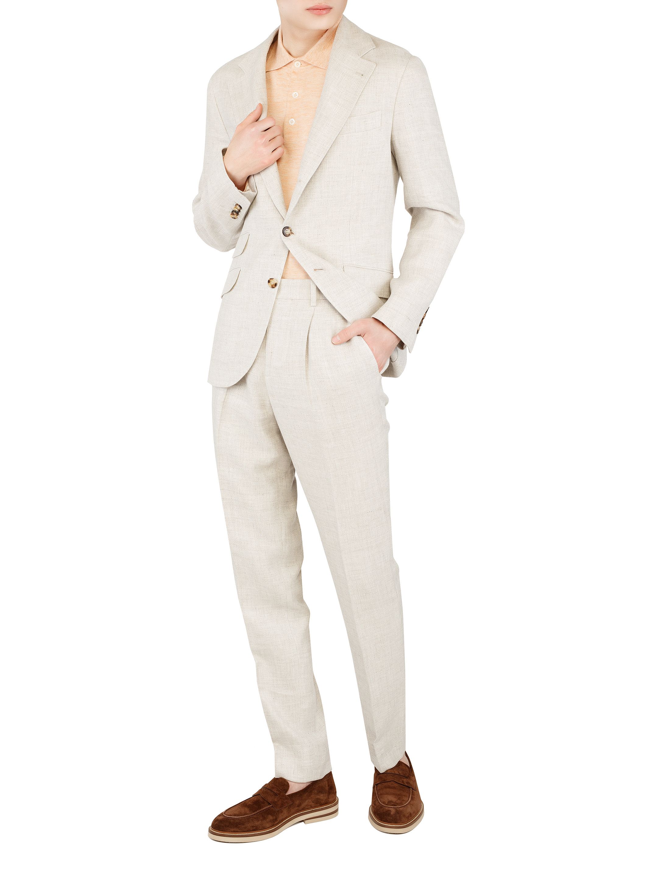 Brunello Cucinelli o1y0526 Single-breasted Suit in Light Beige Size US XL / EU 56 / 4 - 2 Thumbnail