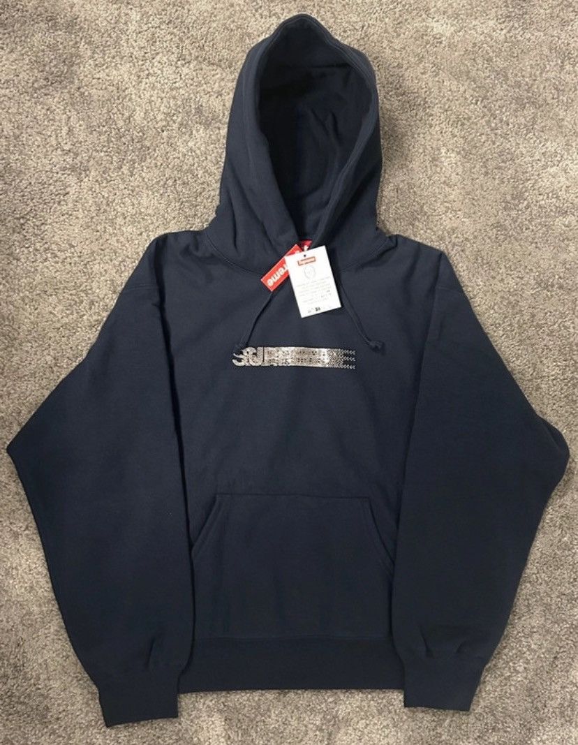 Supreme × Swarovski Supreme x Swarovski Hoodie - Small - Navy/Gold Size US S / EU 44-46 / 1 - 1 Thumbnail