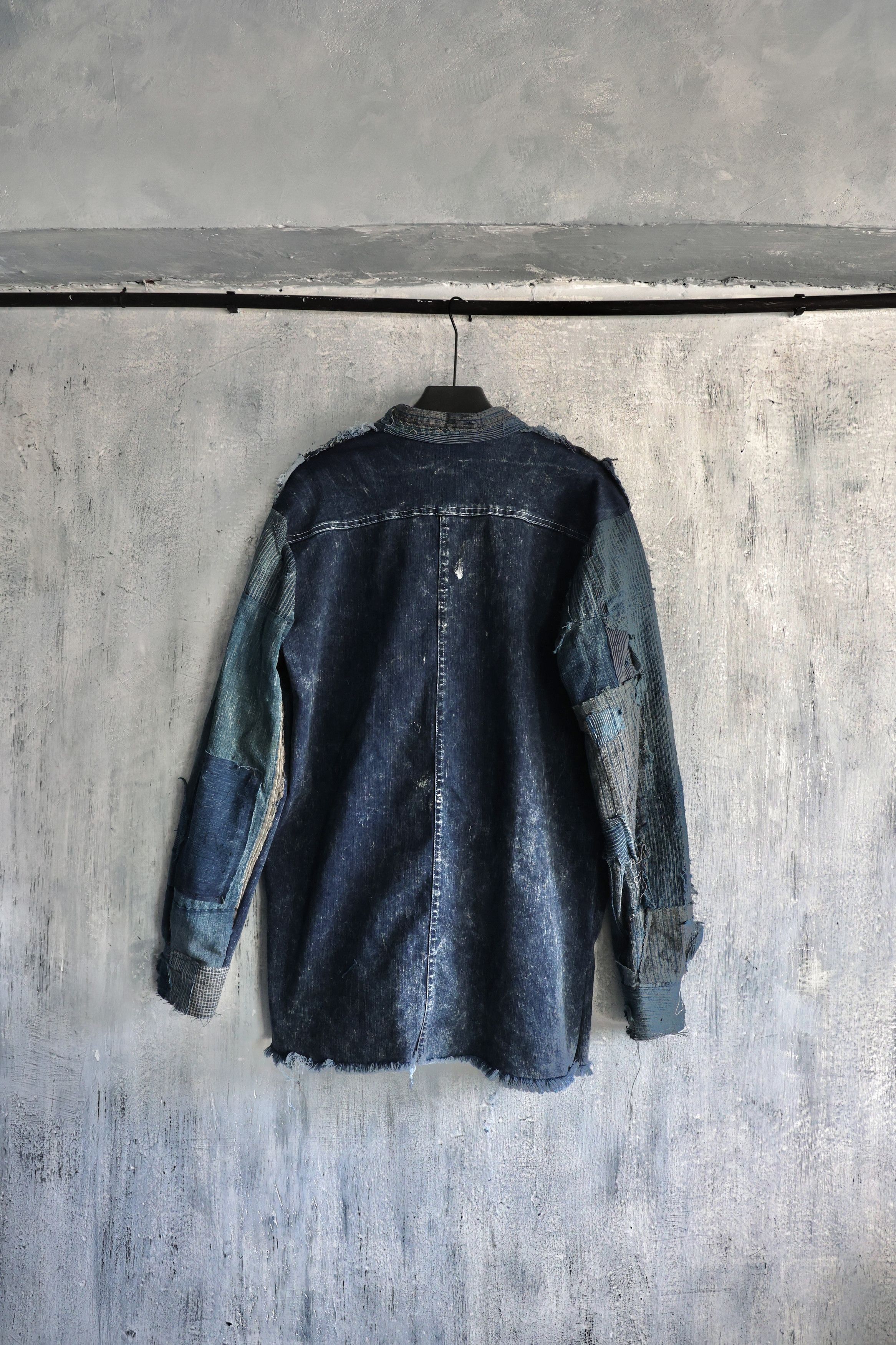 Hana Indigo Washed denim shirt assembly with Boro vintage japan fabric Size US M / EU 48-50 / 2 - 4 Thumbnail