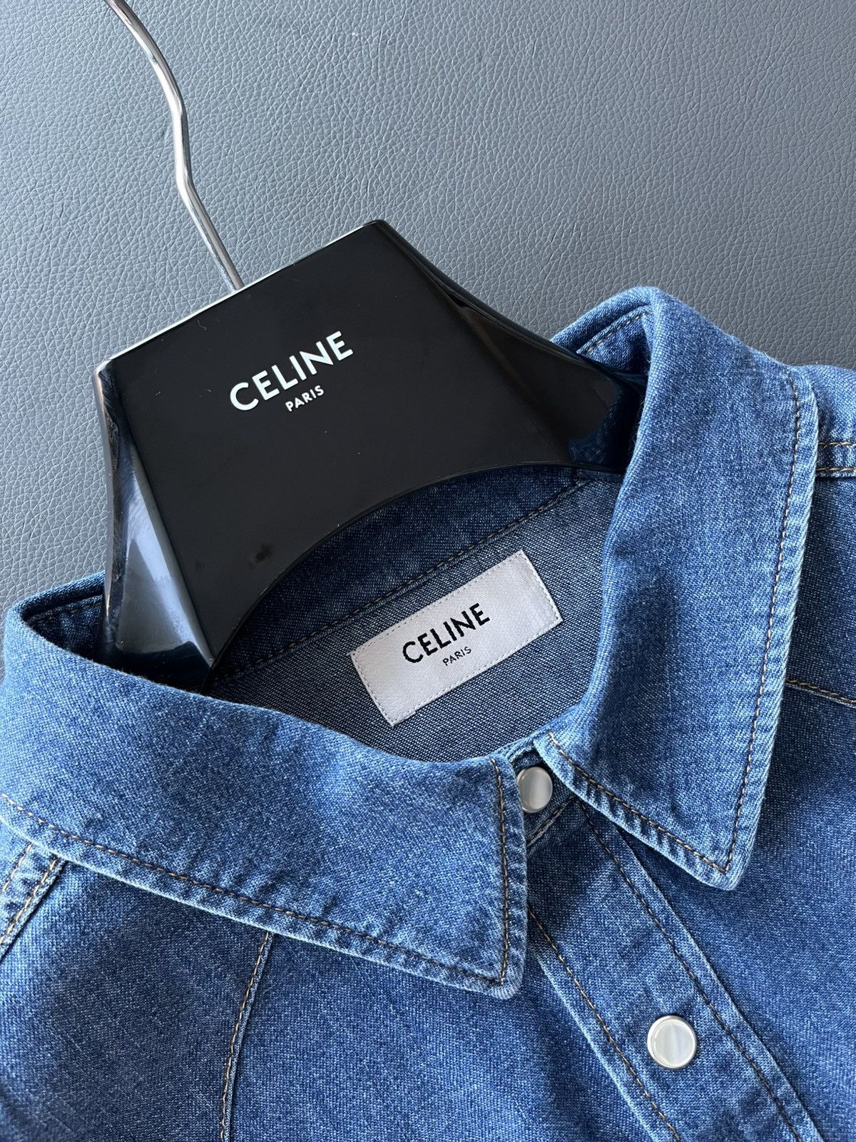 Celine × Hedi Slimane Brand New Rare Classic Hedi Slimane Celine Denim Shirt Size US XL / EU 56 / 4 - 19 Thumbnail