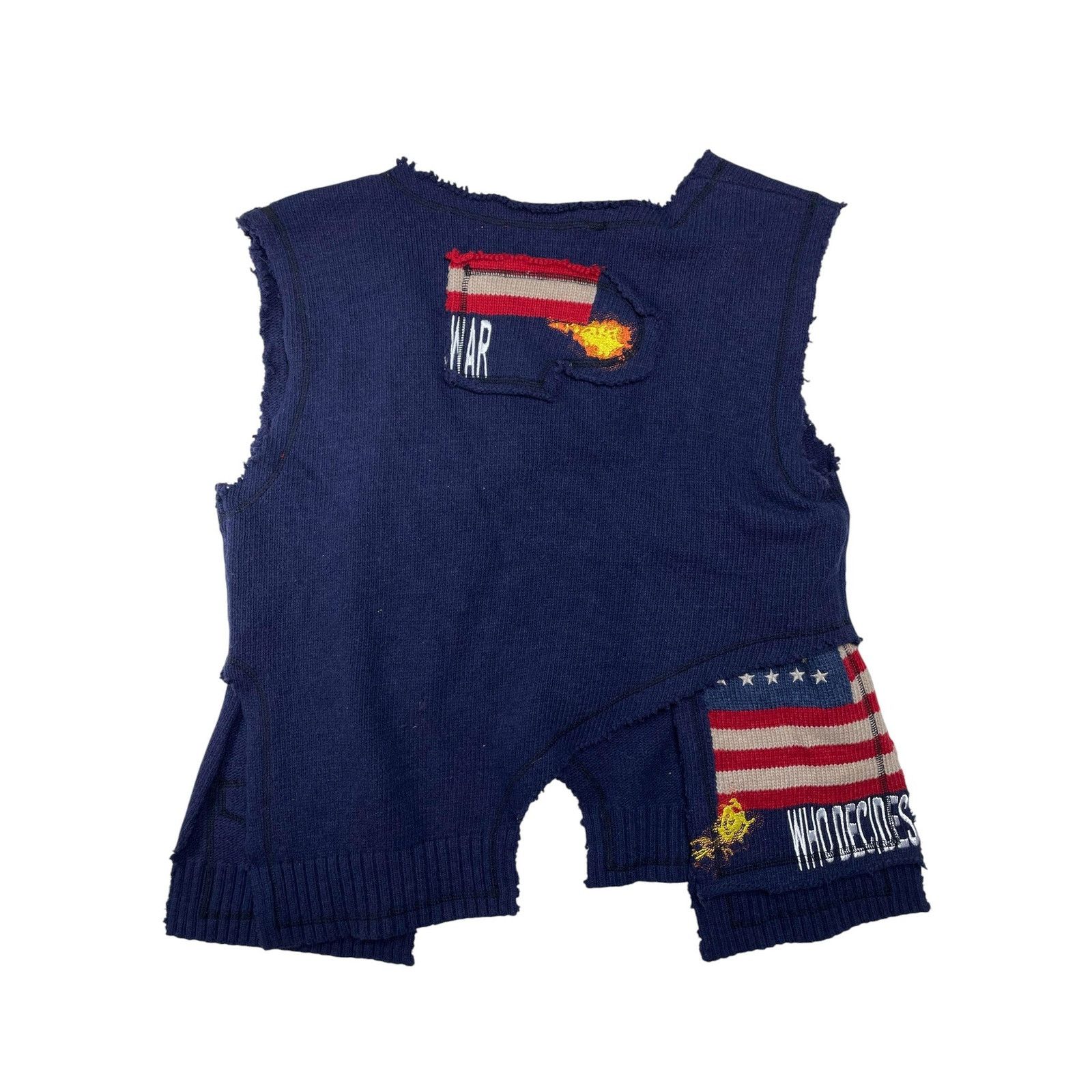 Who Decides War WDW 'Distressed Flag Flames' Navy Sweater Size S / US 4 / IT 40 - 2 Thumbnail