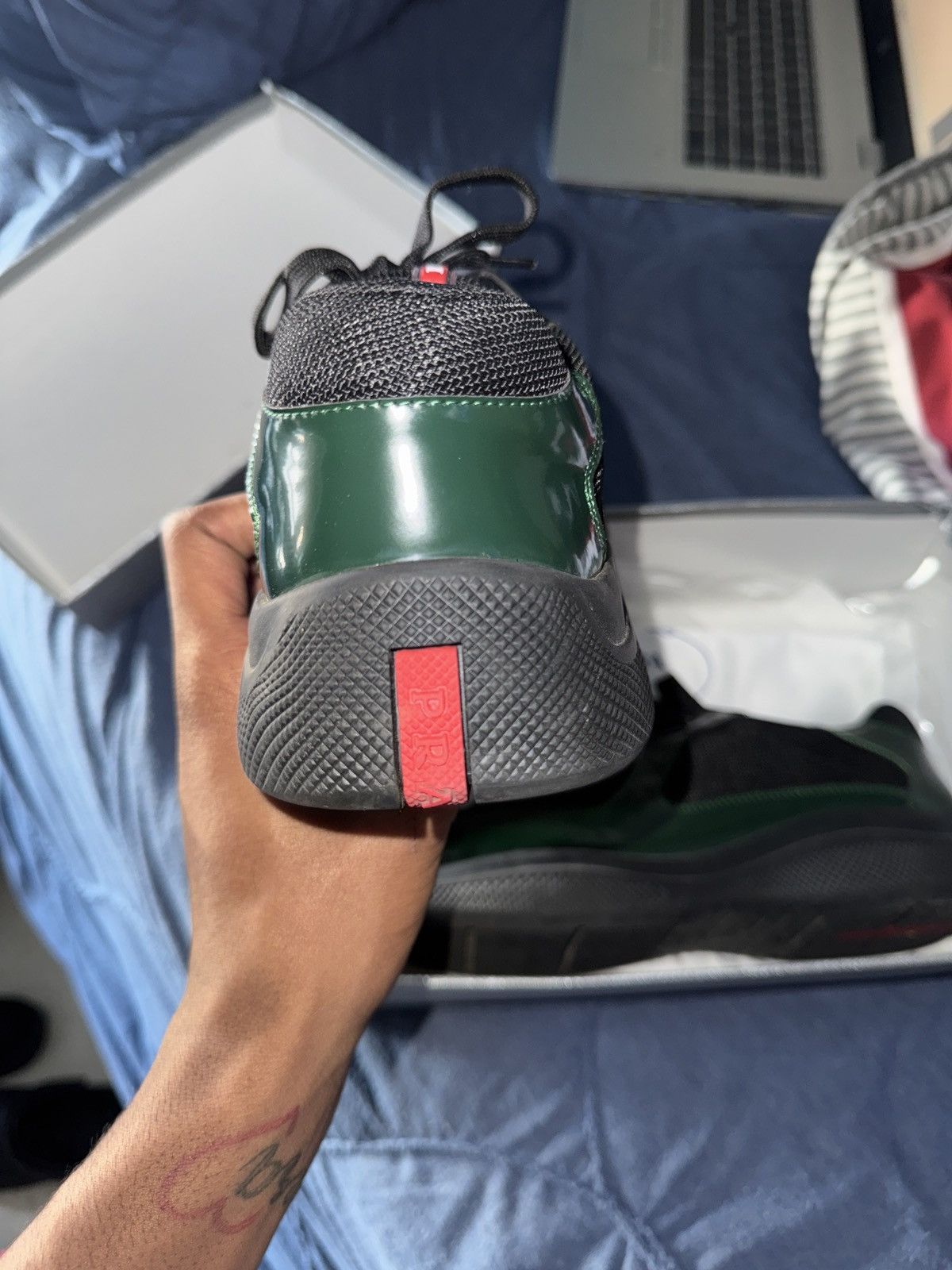 Designer Pradas lows dark green & black Size US 10.5 / EU 43-44 - 7 Thumbnail