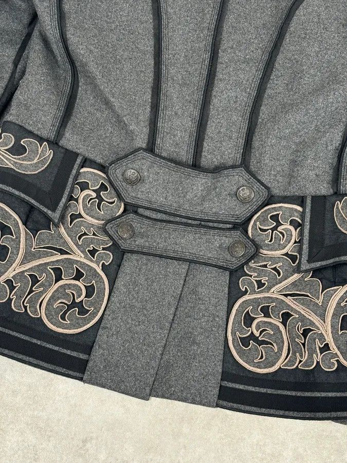 Dolce & Gabbana AW2009 Dolce & Gabbana Grey Wool Baroque Embroidered Officer Jacket Size 42R - 10 Thumbnail