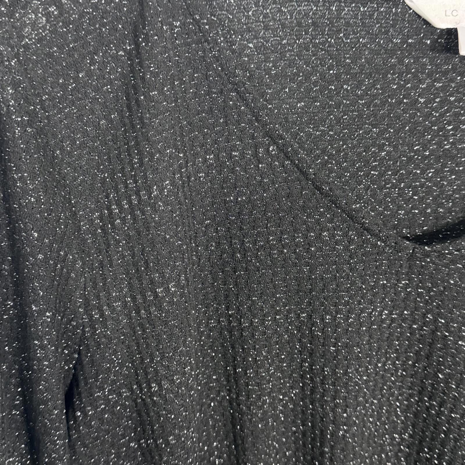 Designer LC Lauren Conrad Large Knit Puff Sleeve Black Silver Shimm Size L / US 10 / IT 46 - 6 Thumbnail