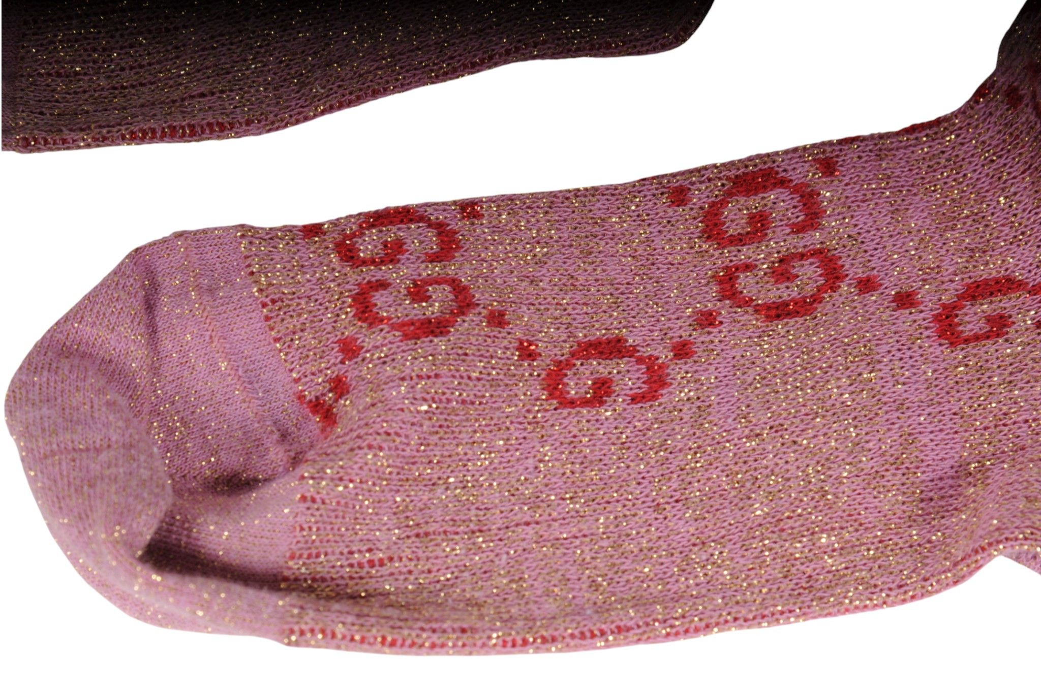 Gucci Glittery GG Logo Monogram Socks Size Small Pink Red Size ONE SIZE - 10 Thumbnail