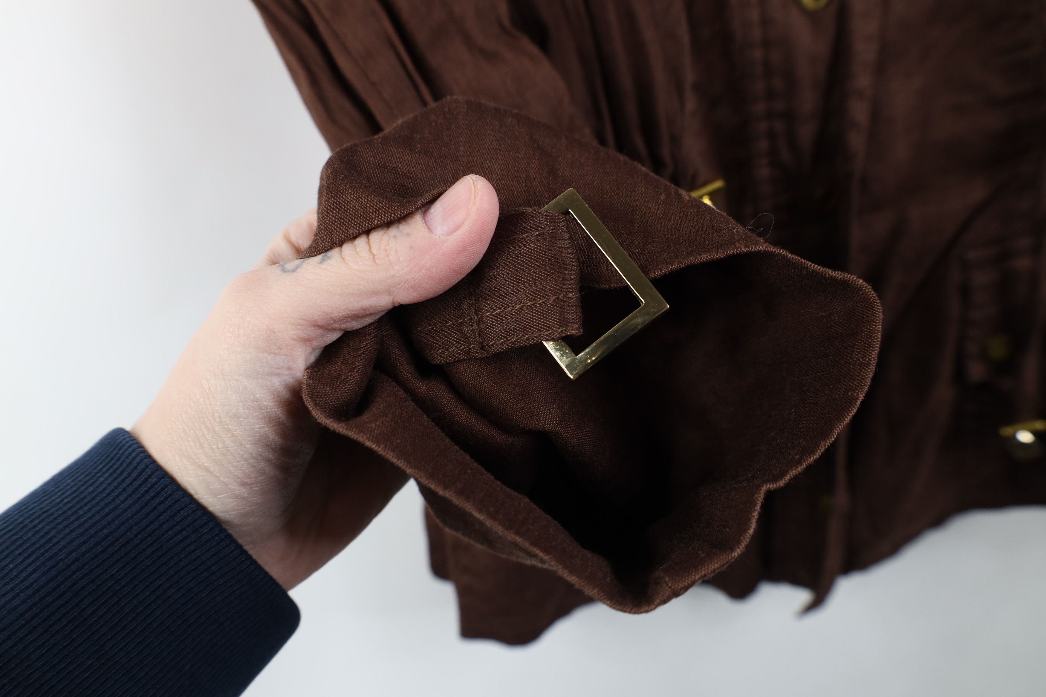 Vintage Vintage 90s Y2K Cache Flared Sleeve Linen Jacket Brown Size M / US 6-8 / IT 42-44 - 9 Thumbnail