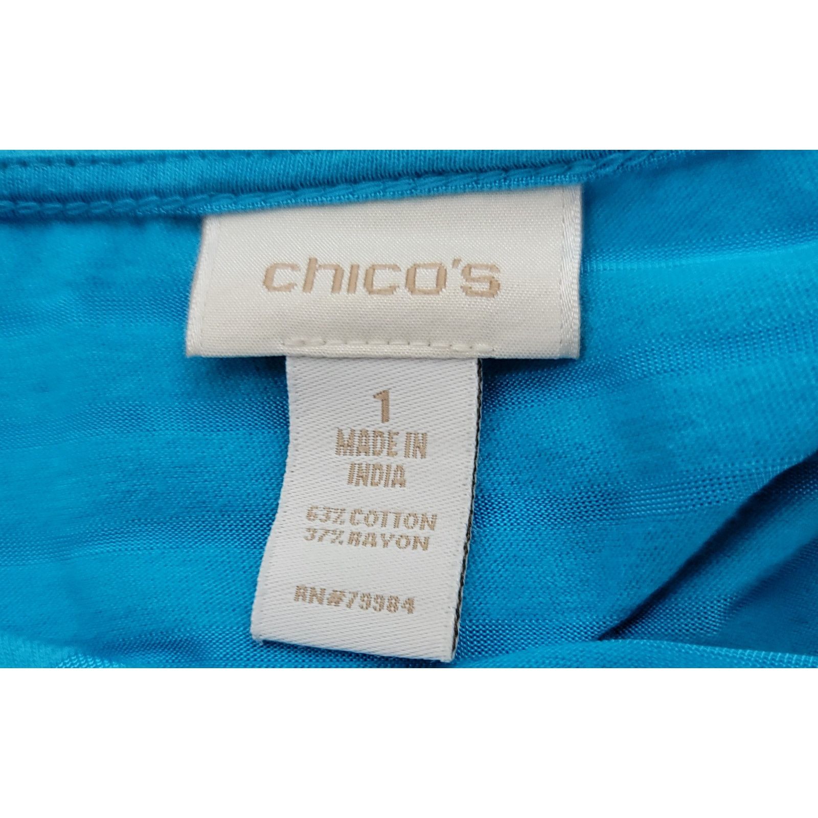 Chicos Chico's Blue Sleeveless Round Neck Top 1 M 8 10 Banded Waist Size M / US 6-8 / IT 42-44 - 4 Thumbnail