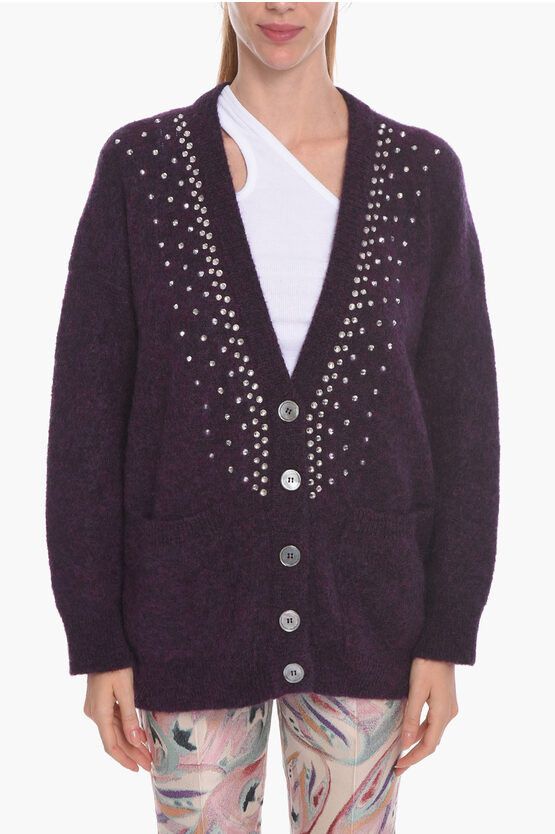 image of Alessandra Rich Og1Mm0524 Blend Long Cardigan In Black, Women's (Size XS)